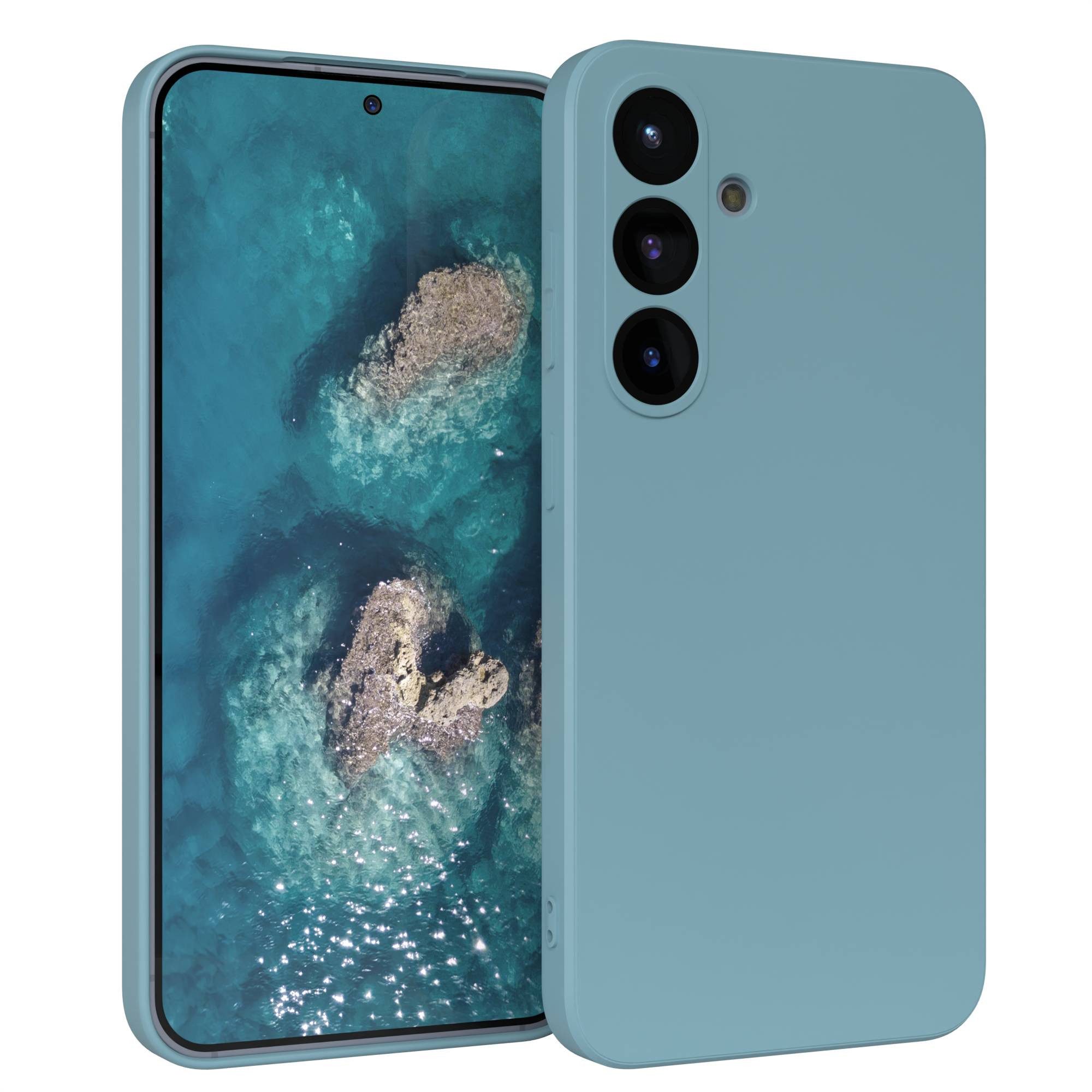 EAZY CASE Handyhülle für Samsung Galaxy S25 Hülle Silikon 6,2 Zoll, TPU Silikon Bumper Case stoßfest Slimcover Schutzhülle Etui Blaugrün