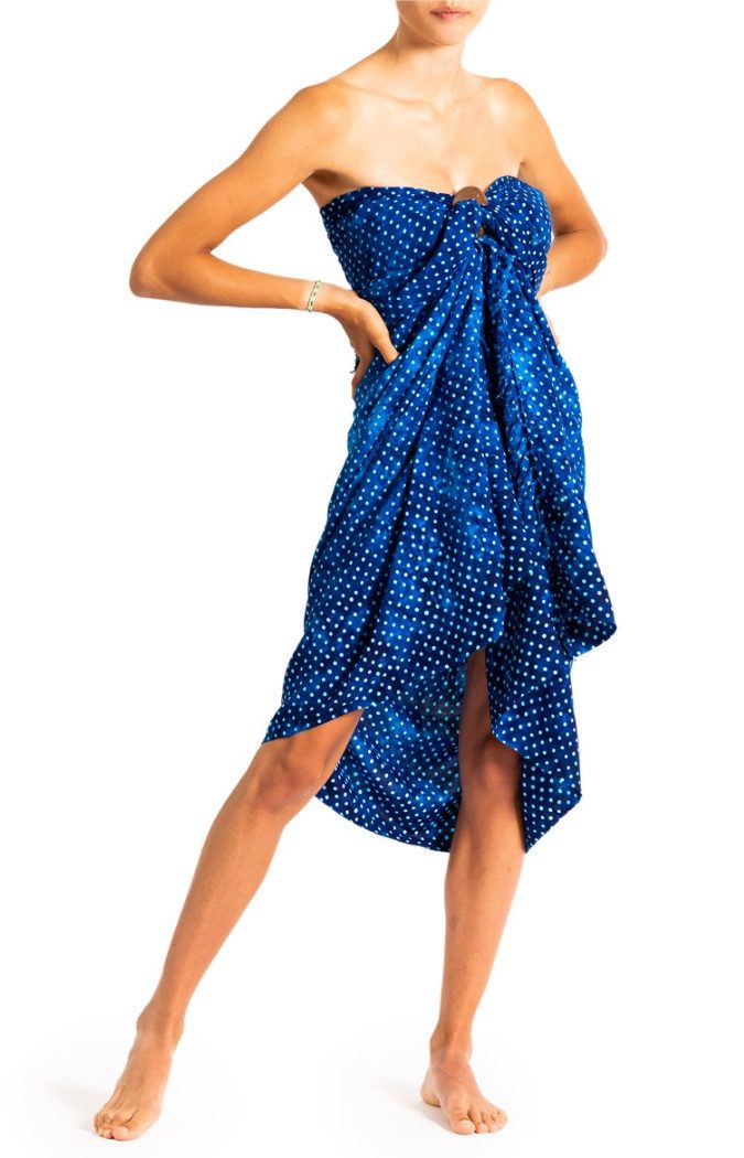 PANASIAM Sarong Pareo Tuch blickdicht Blautöne aus Viskose - Strandtuch & Wickelkleid, Viskose, Wickelrock - Bikini Cover-up - großes Schultertuch für Damen & Herren