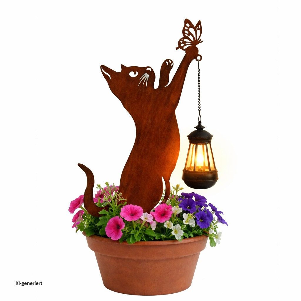 HTI-Living Gartenfigur Gartenstecker Katze Metall Rostoptik mit Lampe dekorative Gartendeko, (1 Stück, 1 Gartenstecker ohne Dekoration) – Bild 2 von 5