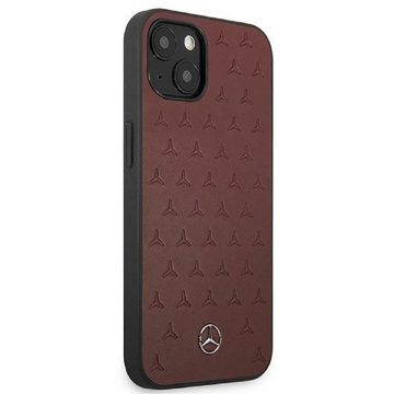 Mercedes Handyhülle Case iPhone 13 Mini Cover Echtleder rot geprägt