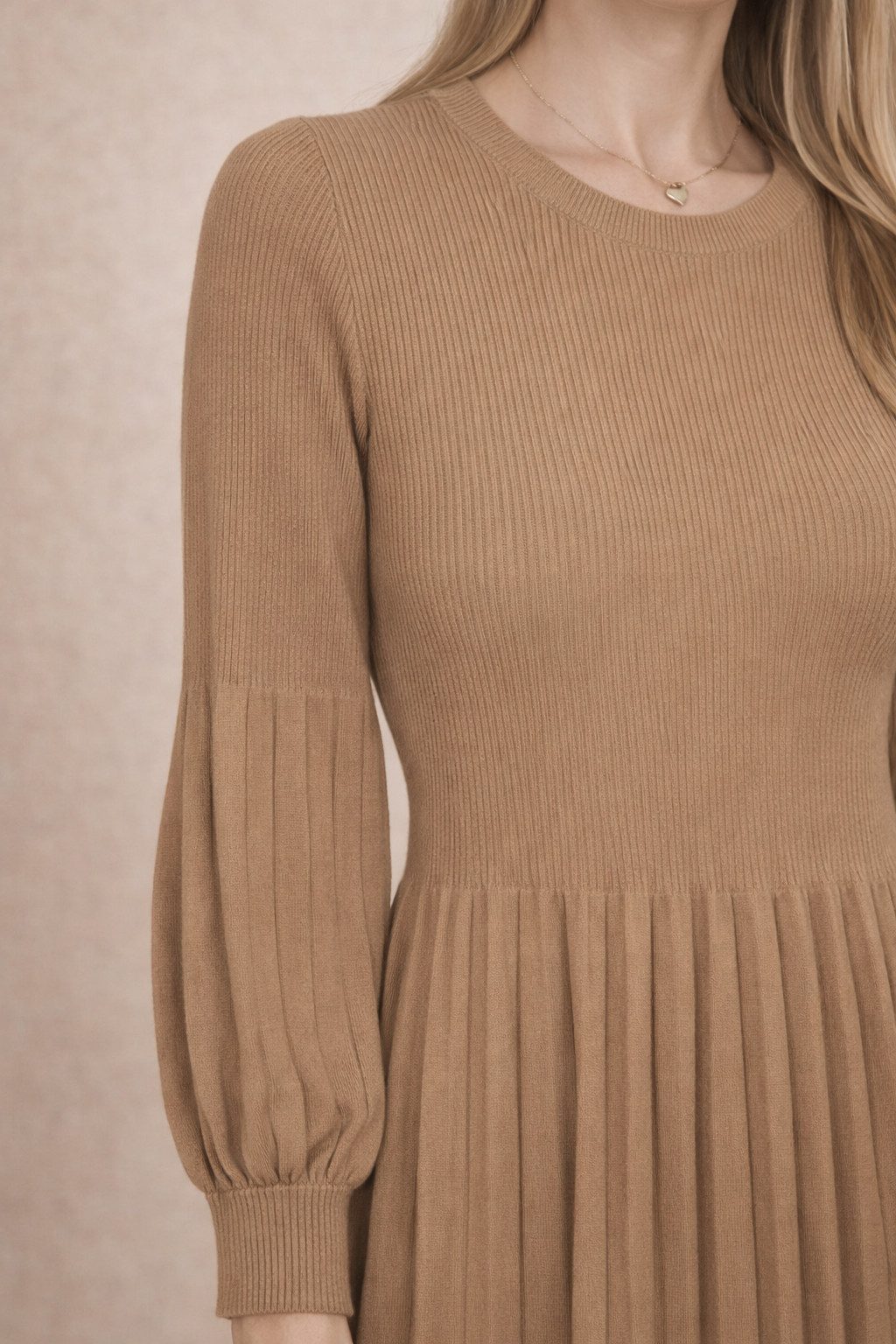 ITALY VIBES Strickkleid Strickkleid - Kleid Damen - Maxikleid - Plissee