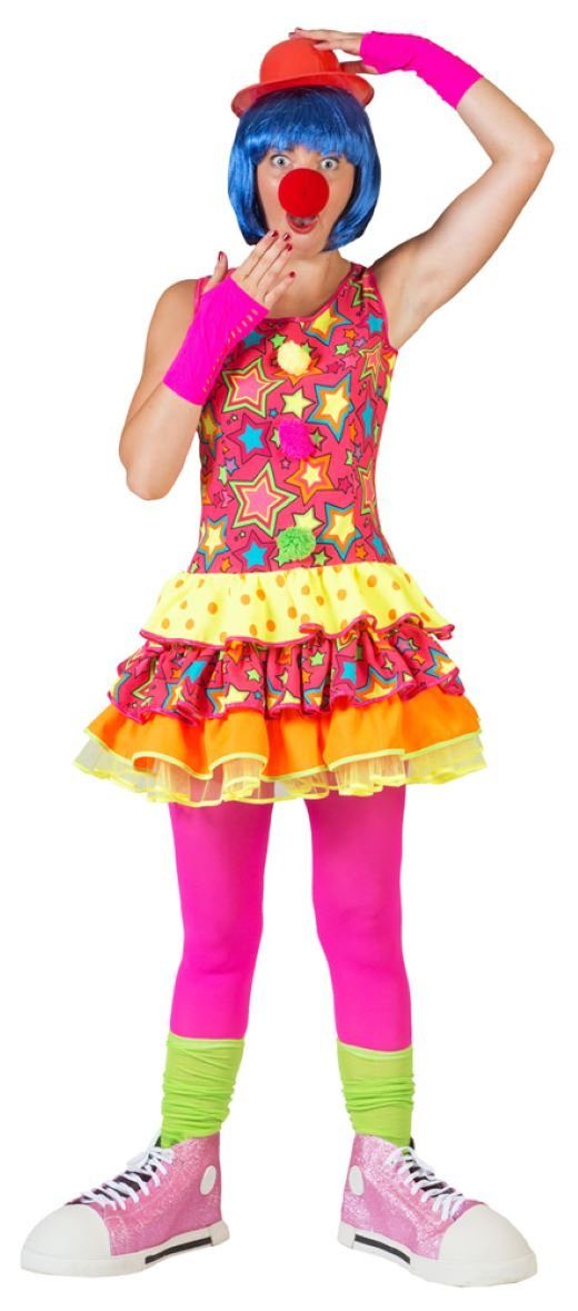 Funny Fashion Clown-Kostüm Clown Miley Kostüm für Damen - Buntes Zirkus Kleid