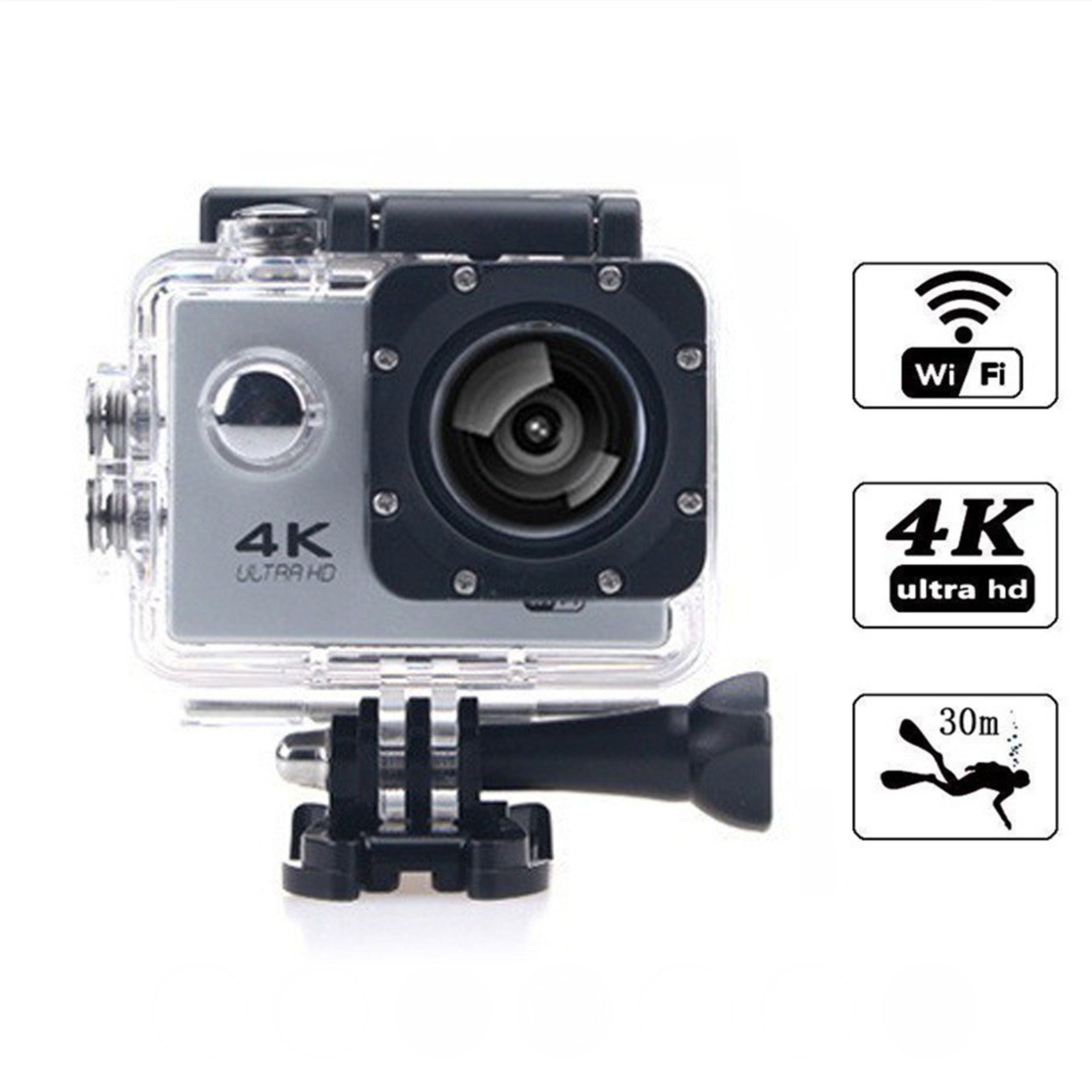 LeiGo 4K-Sportkameras,HD-Kameras,Unterwasserkameras,Fahrradkameras Outdoor- Kamera (WiFi-Synchronisation,30m wasserdicht,wackelfest)