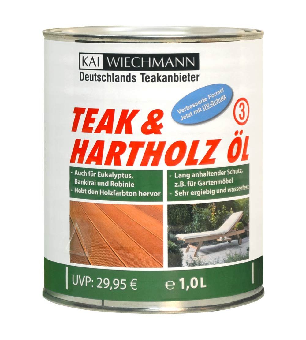Kai Wiechmann Teakholzöl Hochwertiges Teaköl als Yachtöl mit UV-Schutz, Hartholzöl für Gartenmöbel und Terrassendielen