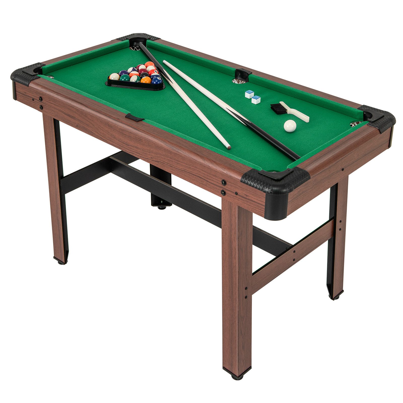 COSTWAY Billardtisch, Holz mit Kugelsatz, 2 Queues