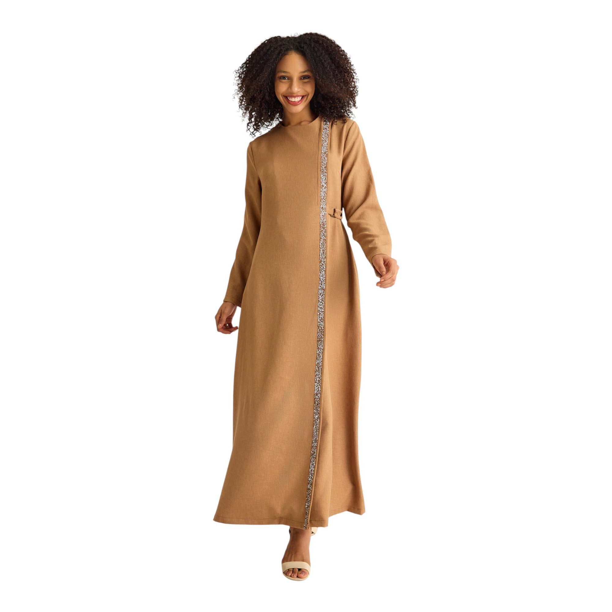 fashionshowcase Tunikakleid Abaya Kleid mit Schmuckdetails – Modest Fashion