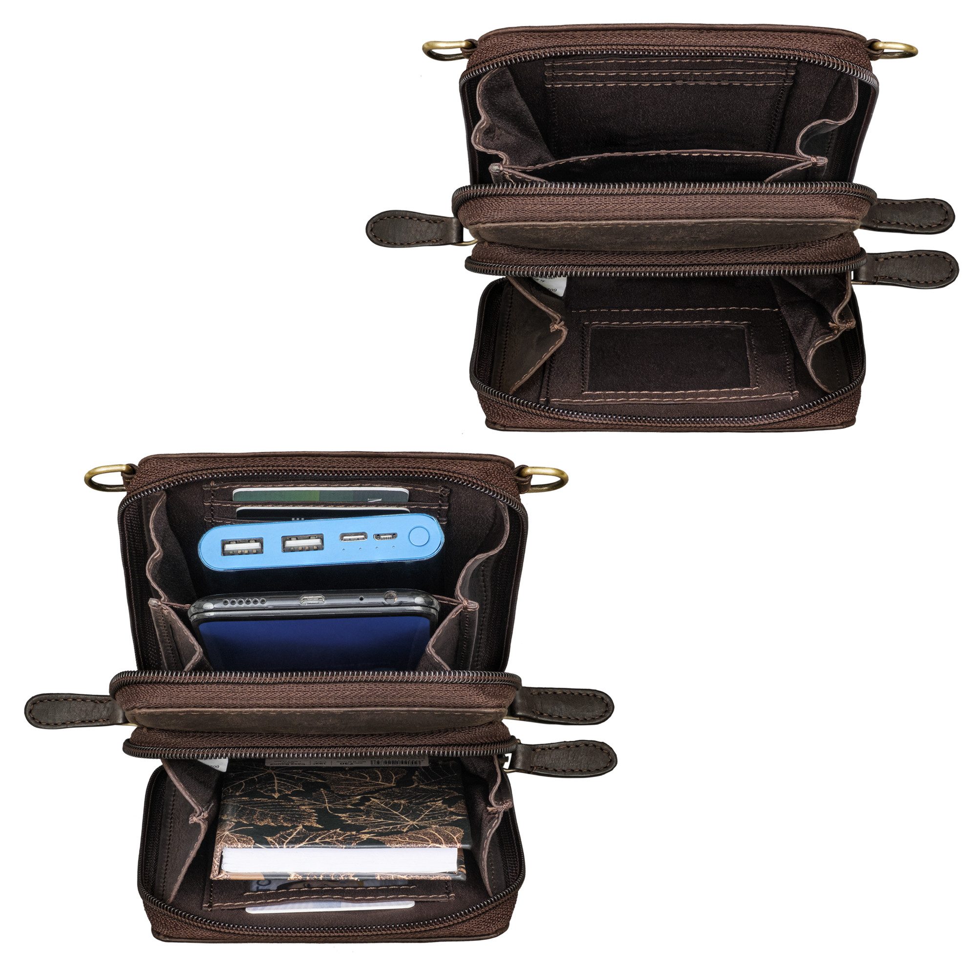 STILORD Handtasche "Payton" 2-1 Leder Handytasche mit Geldbörse zum Umhängen