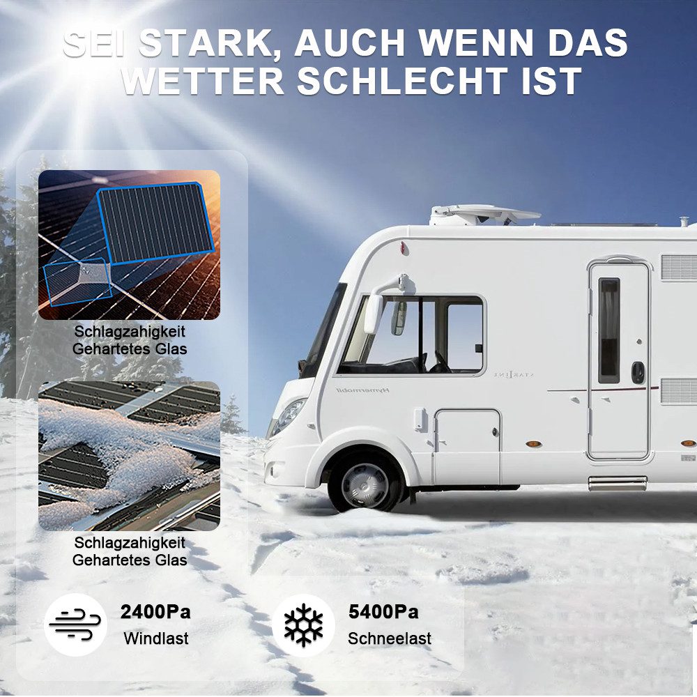 Rhein Beleuchtung Solarmodul 500W Solaranlage Set für Hütten und Wohnmobil, (Inkl. 40A MPPT-Regler, Y-Kabel, 2×250W Module, Plug & Play), Mit Halbzellen-Technologie, IP65 wasserdicht, hohe Leistung