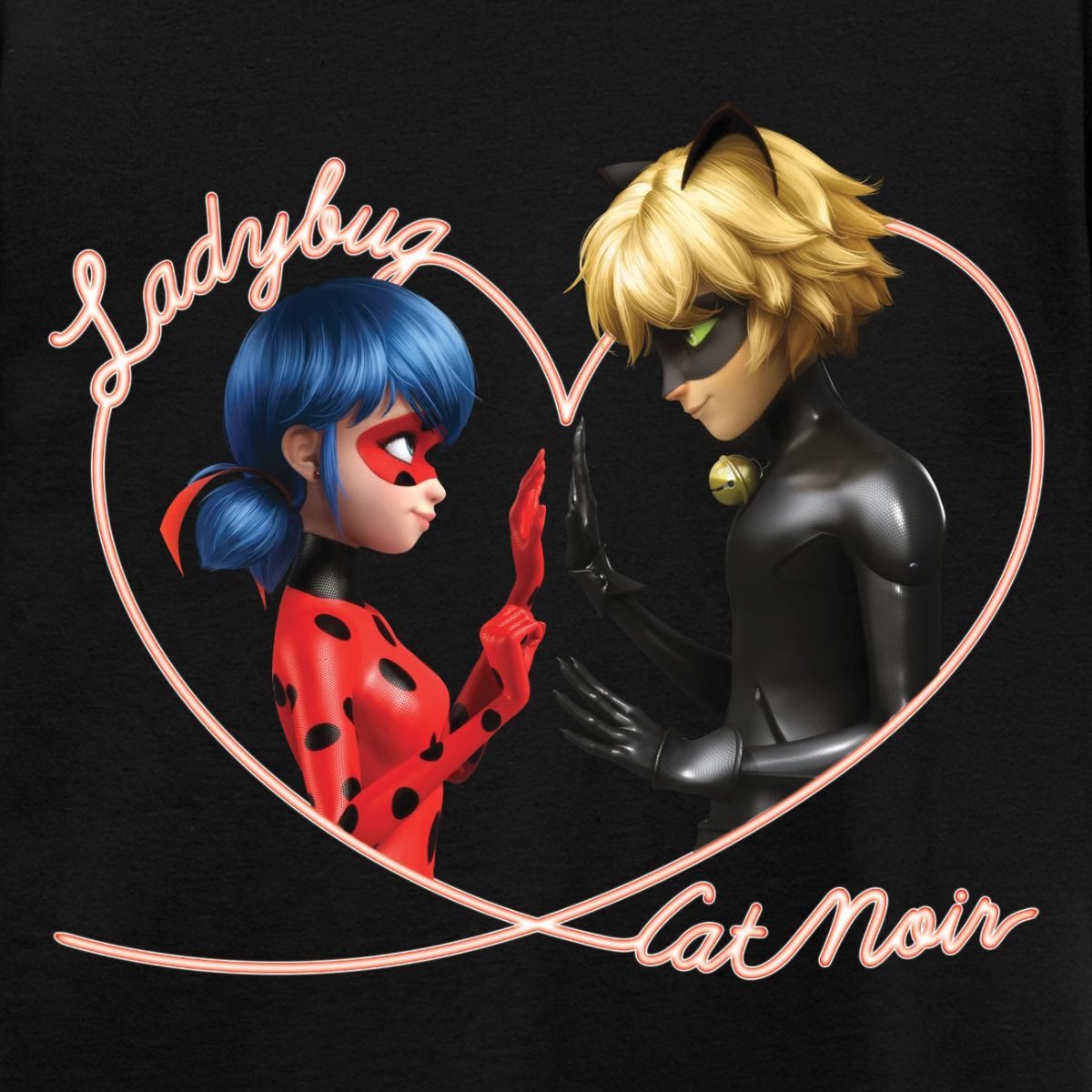Spreadshirt T-Shirt Miraculous Ladybug Und Cat Noir Herz Kinder T-Shirt (1-tlg)