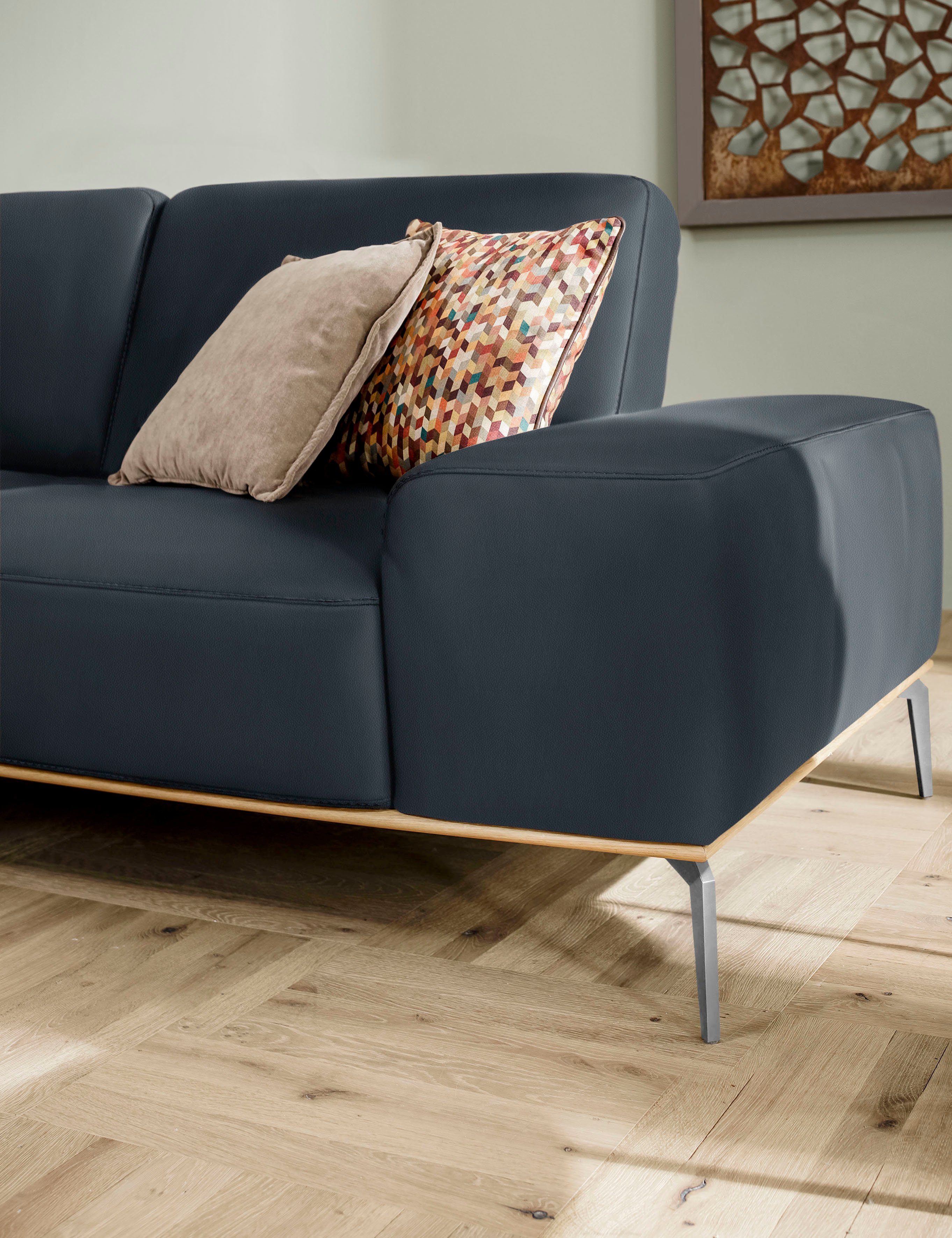 cm 319 Holzsockel, Ecksofa in mit glänzend, elegantem run, W.SCHILLIG Breite Chrom Füße