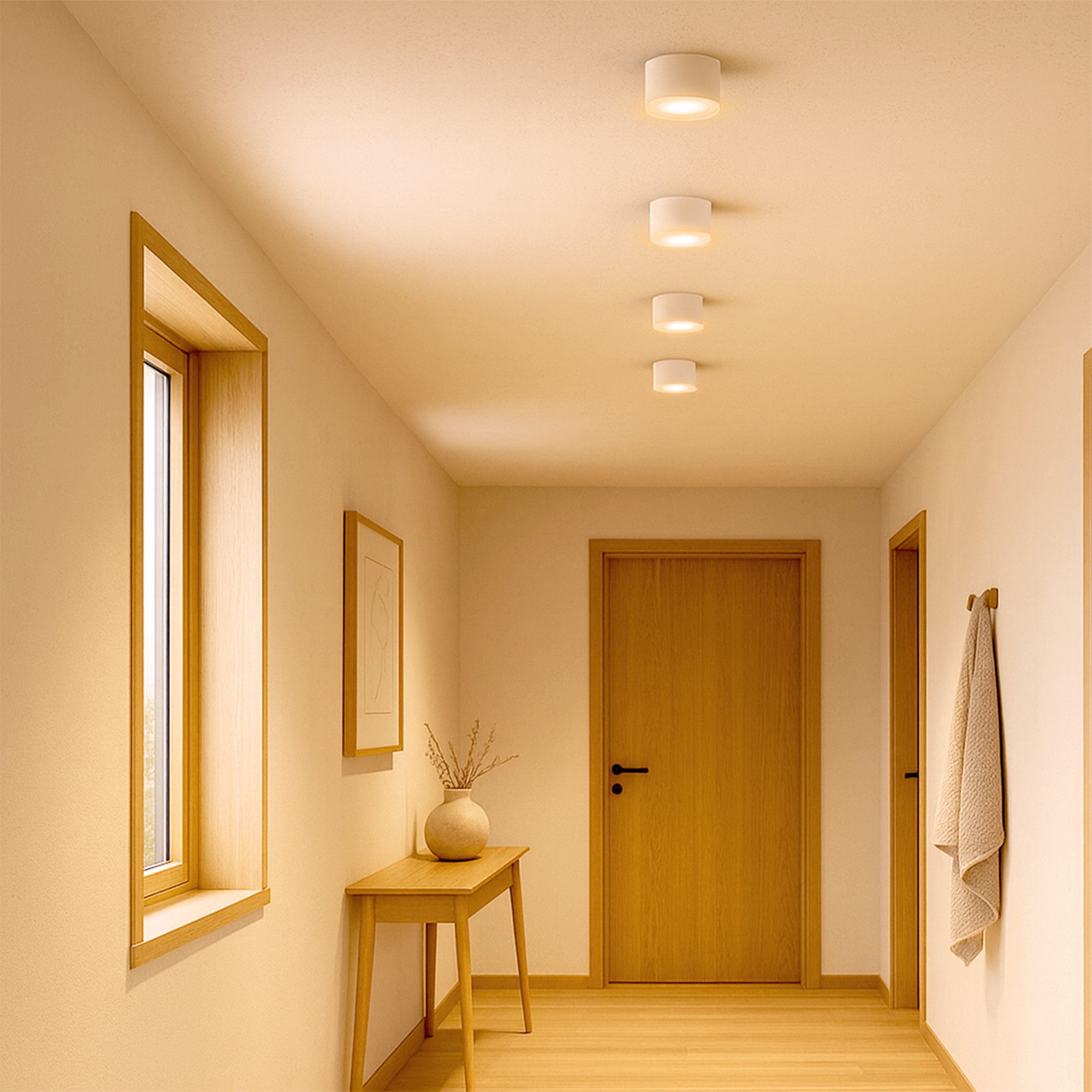 SSC-LUXon LED Aufbaustrahler LANTI Deckenspot weiß schwenkbar mit LED Birne 4W 4-Stufen dimmbar, Warmweiß