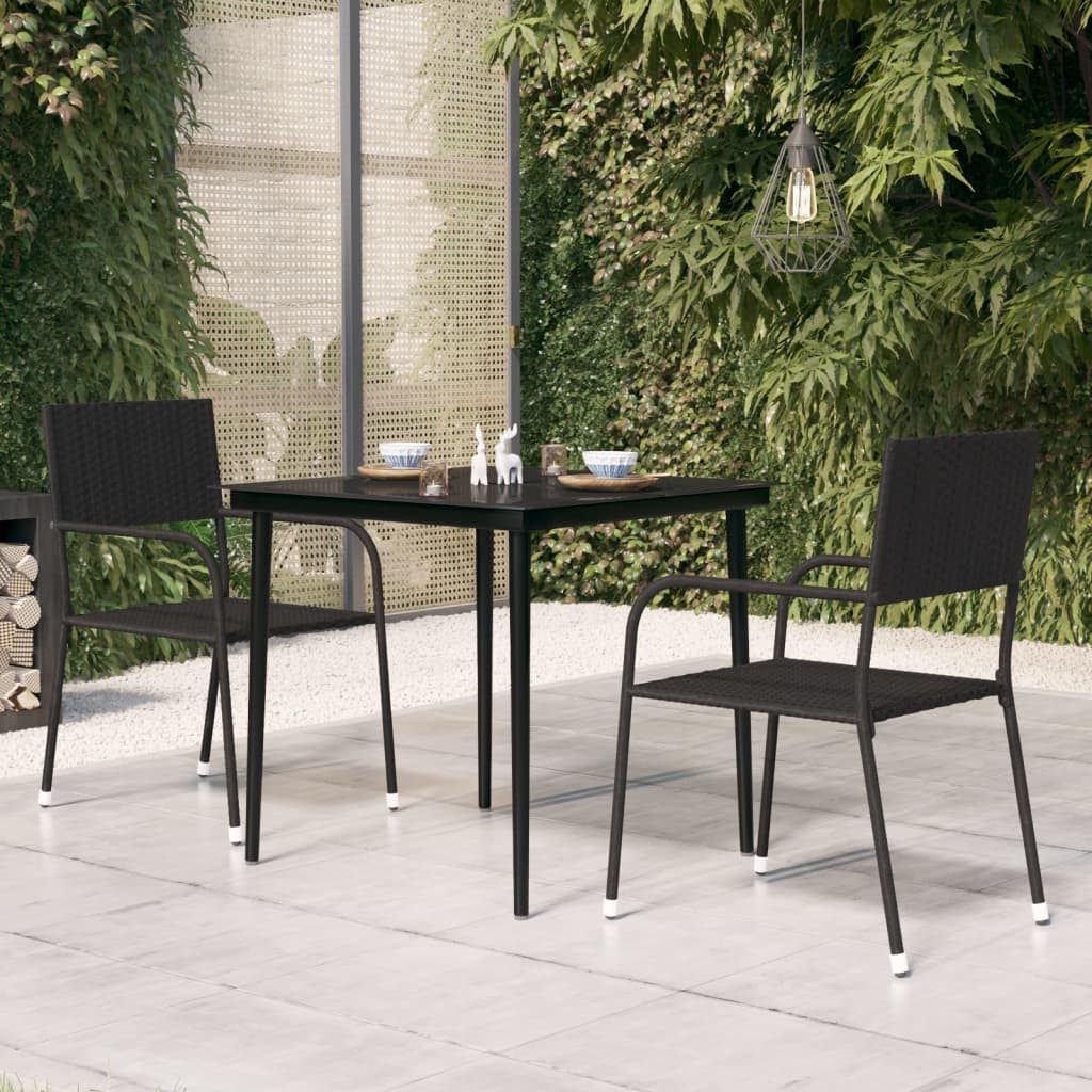 furnicato Esstisch Minimalistischer aus Stahl und Glas 80x80x74 cm Schwarz (1-St), Witterungsbeständiger Outdoor-Tisch für den Garten oder Balkon