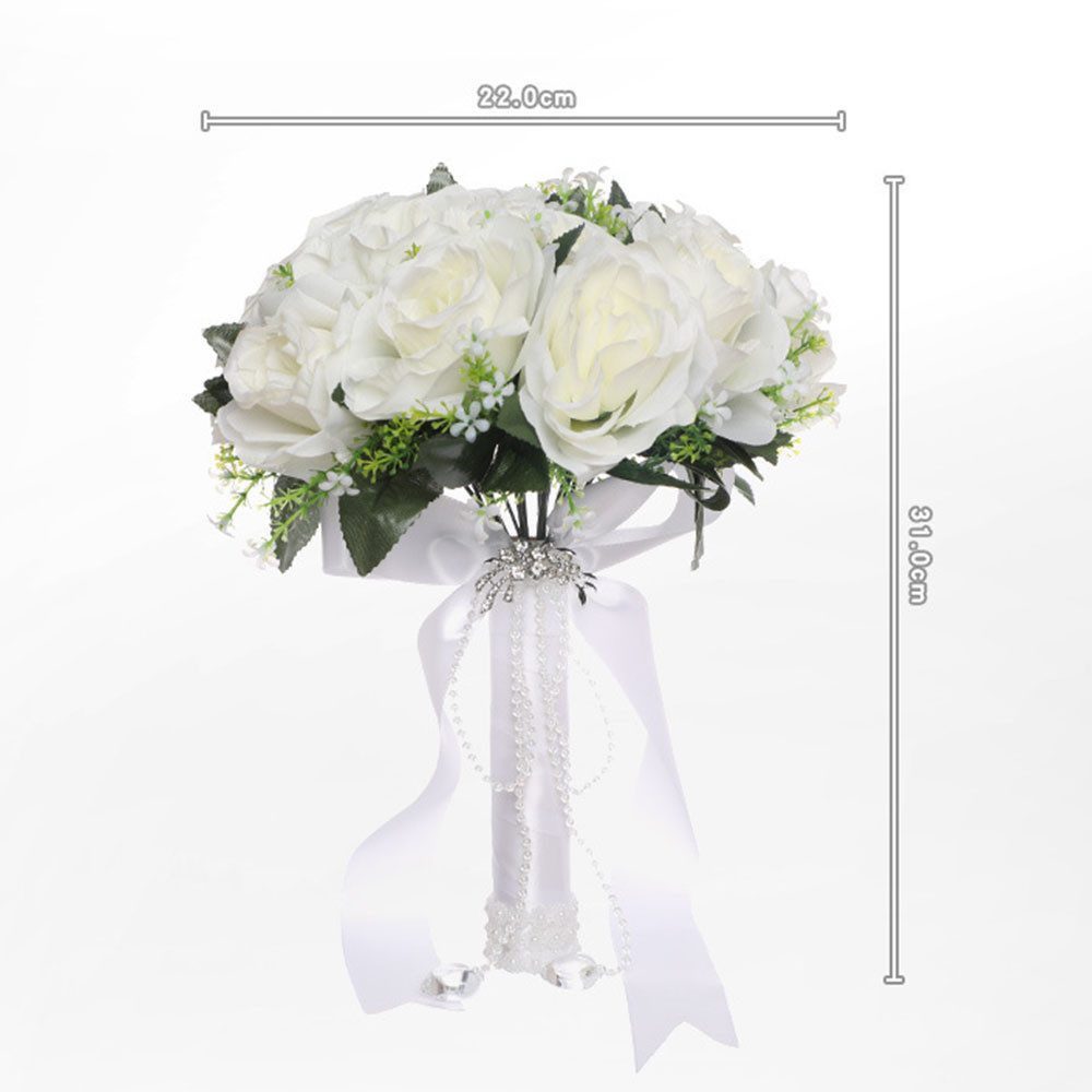 Kunstblumenstrauß Brautstrauß Hochzeit Koreanischer Stil Weiß Falsche Rosen günstig online kaufen