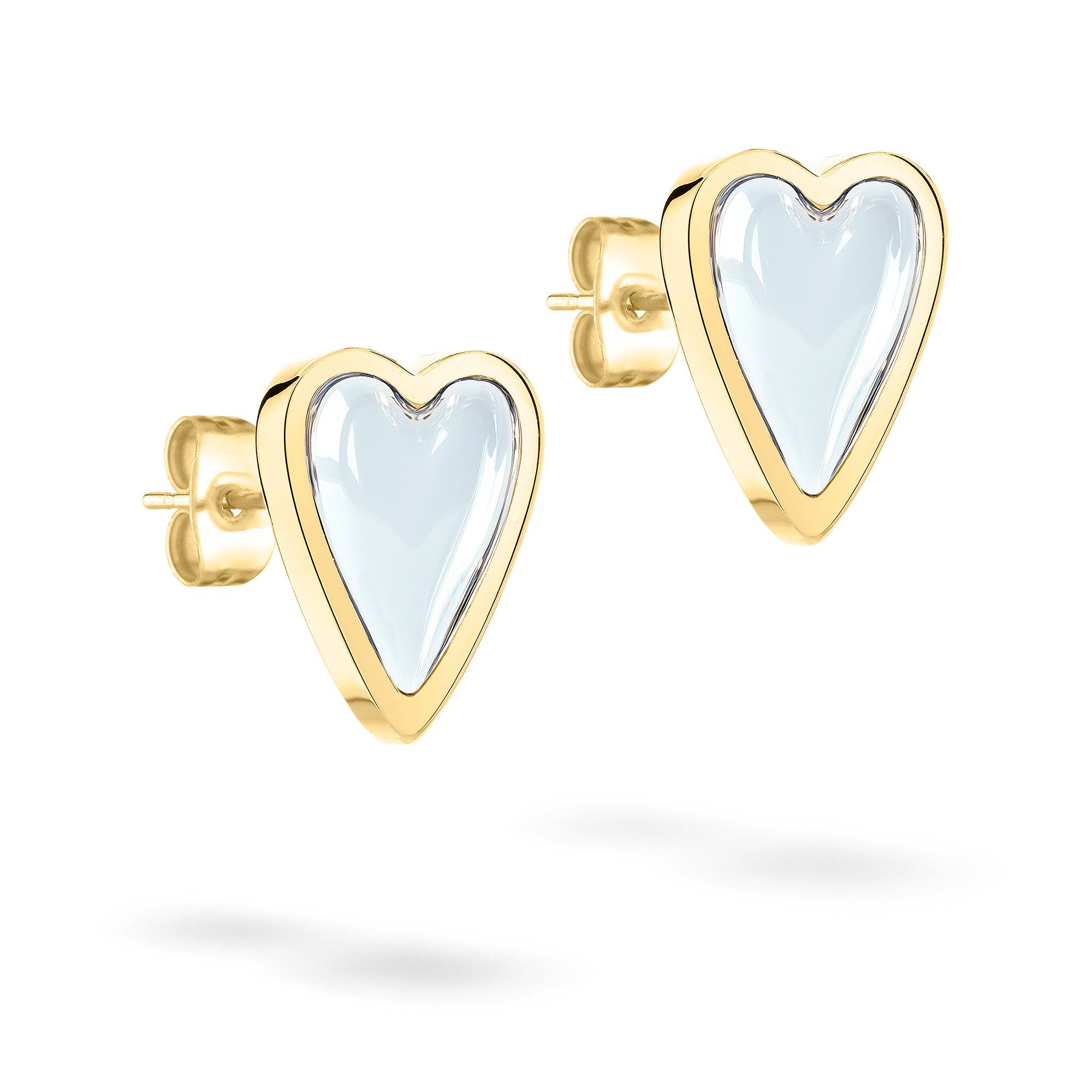 Liebeskind Berlin Paar Ohrstecker Schmuck Geschenk Edelstahl Ohrringe Glass Heart, mit Glasstein – Bild 4 von 5