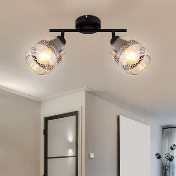 Globo LED Deckenspot, Leuchtmittel nicht inklusive, Deckenlampe Leuchte beweglich Spot Glas Lebensblume Spotleiste schwarz