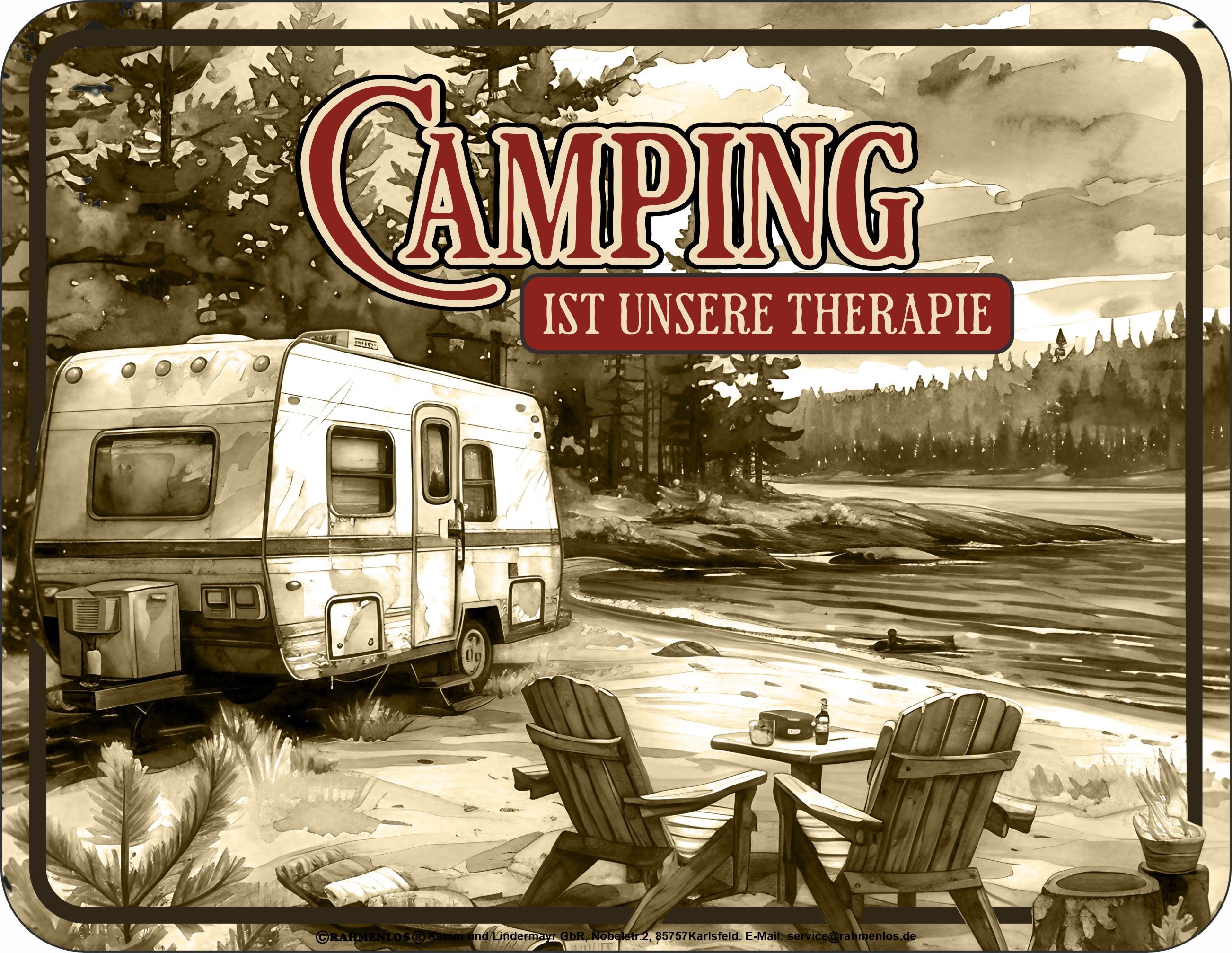 Metallschild Camping ist Therapie - hochwertig bedrucktes Blechschild - Grö günstig online kaufen