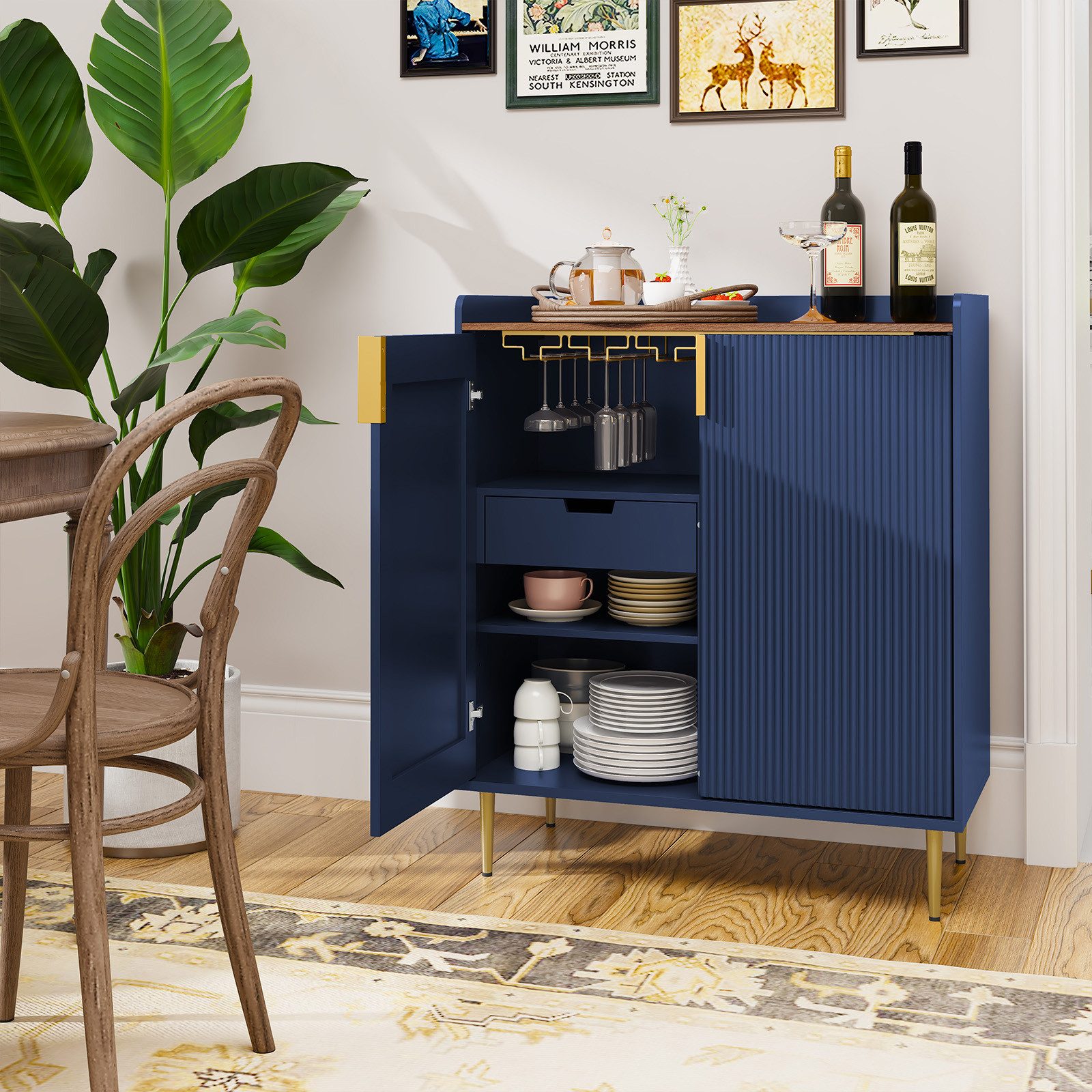 HOLTICO Weinschrank Multifunktionaler Bar-Schrank, moderner Kaffeetresen-Sc günstig online kaufen