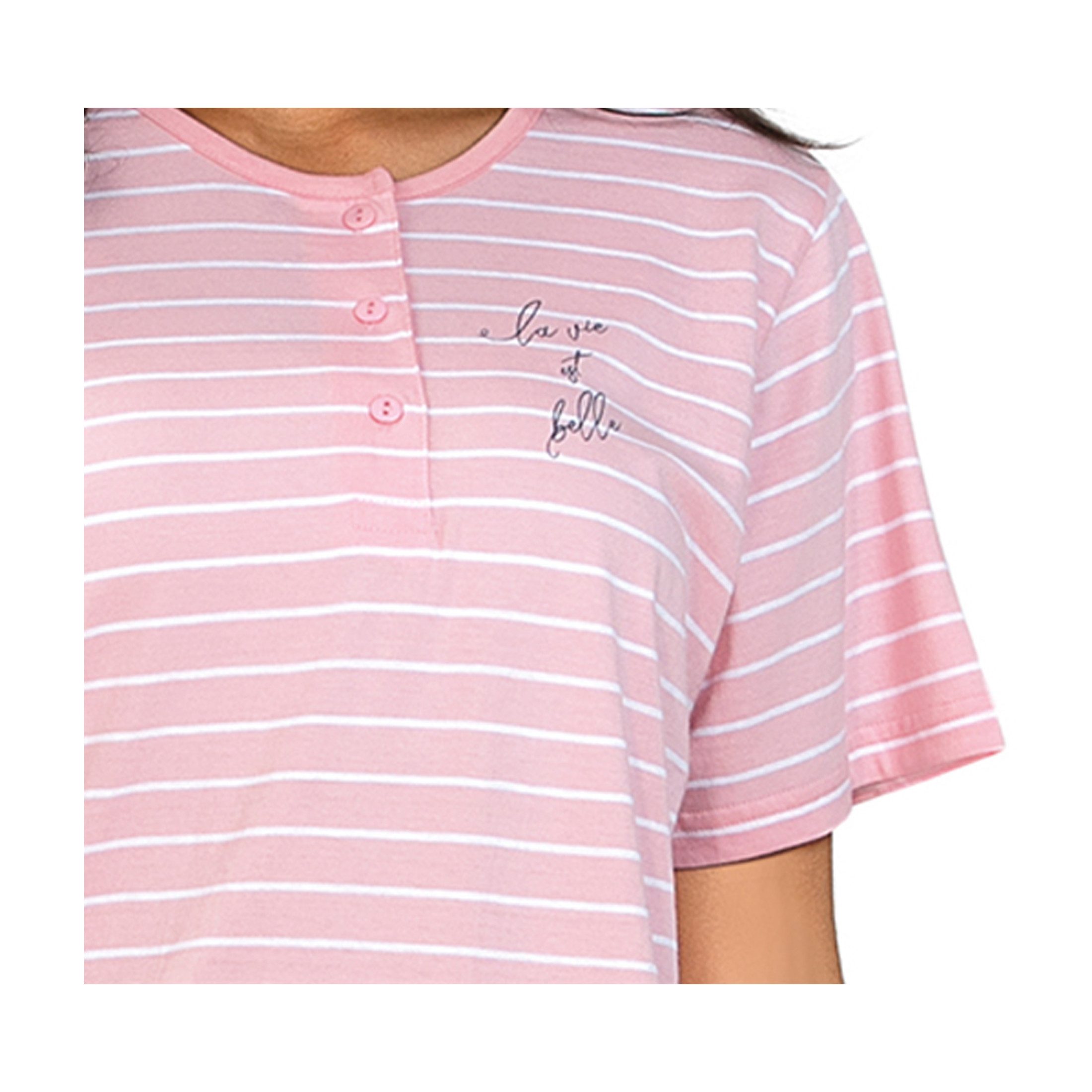 comtessa Nachthemd Comtessa Damen Nachtemd Kurzarm Wildrose Streifen (1-tlg günstig online kaufen