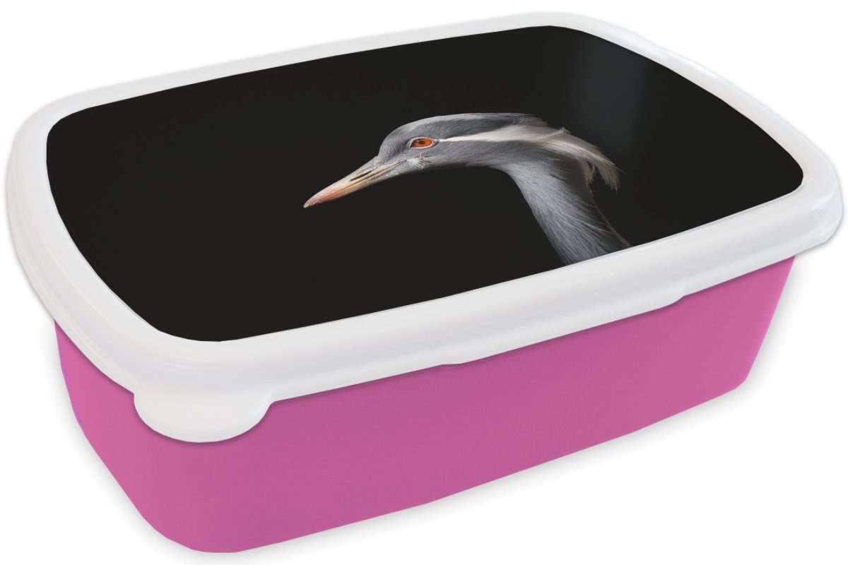 Tiere Lunchbox MuchoWow rosa Kunststoff, Brotdose Kunststoff Snackbox, Vogel - für Porträt, Brotbox (2-tlg), Kinder, Mädchen, - Erwachsene,