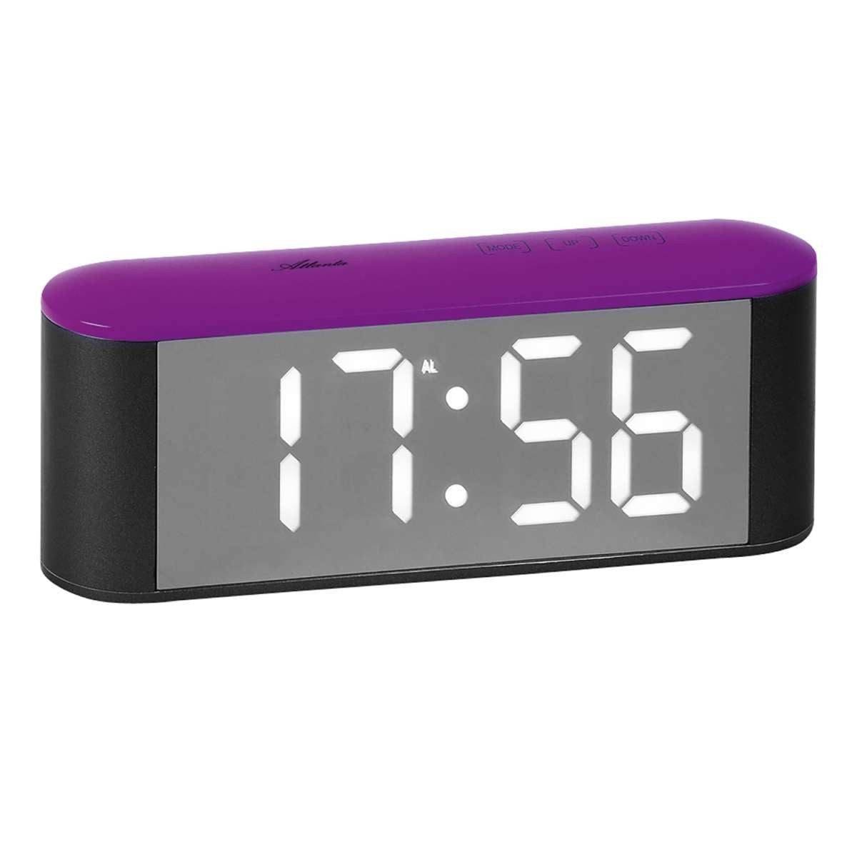 Atlanta Wecker 1133/8 mit LED-Anzeige Grau / Violett