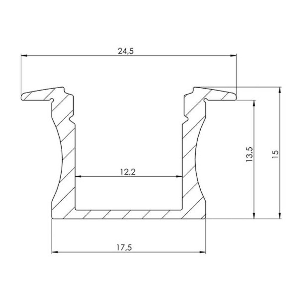 Velleman RECESSED SLIMLINE 15 mm - ALUMINIUM-EINBAUPROFIL FÜR LED-STREIFEN - EL Lampenstativ