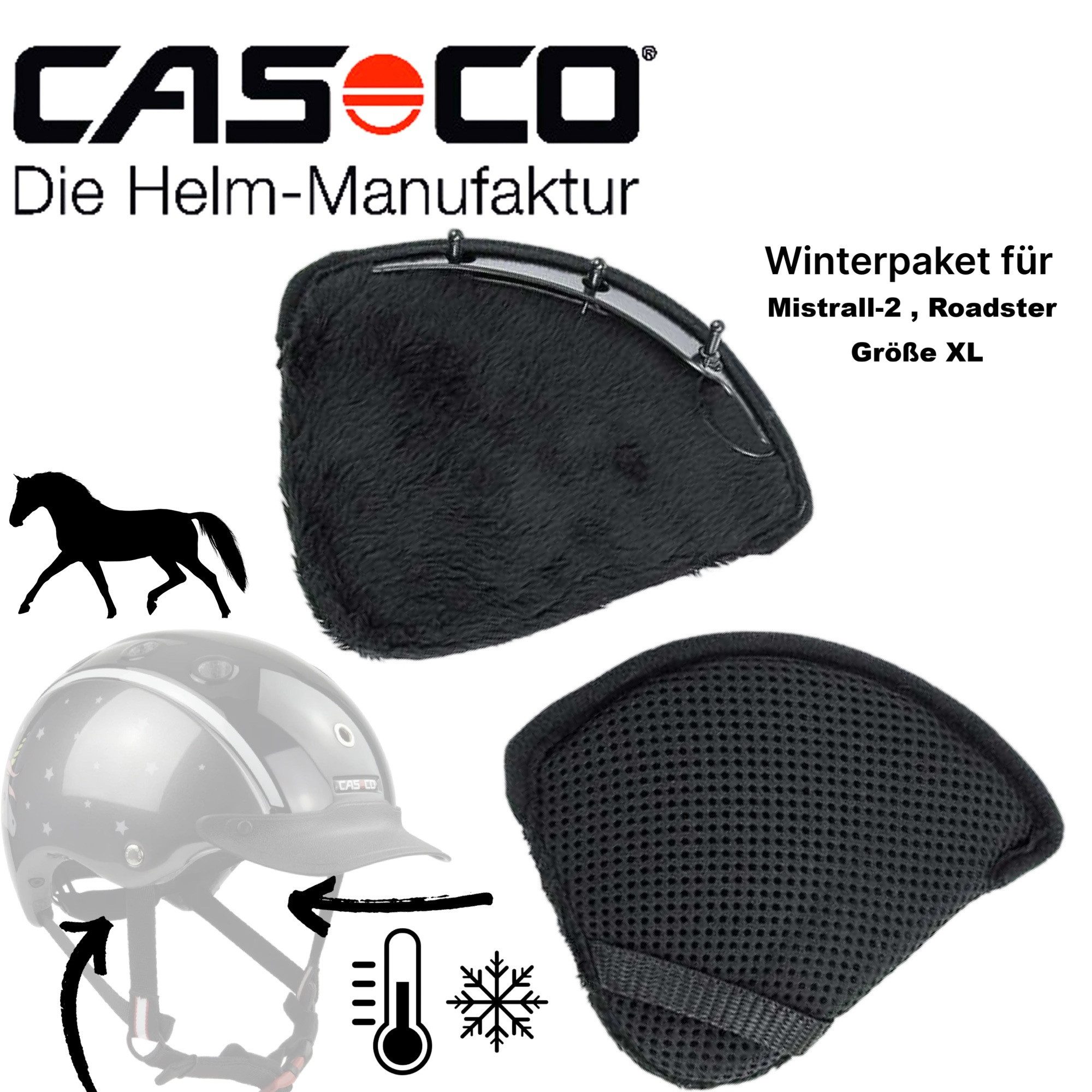 CASCO Reithelm Casco Winterpaket Ohrwärmer für Mistrall-2,Roadster ab Bj 08/2019 XL