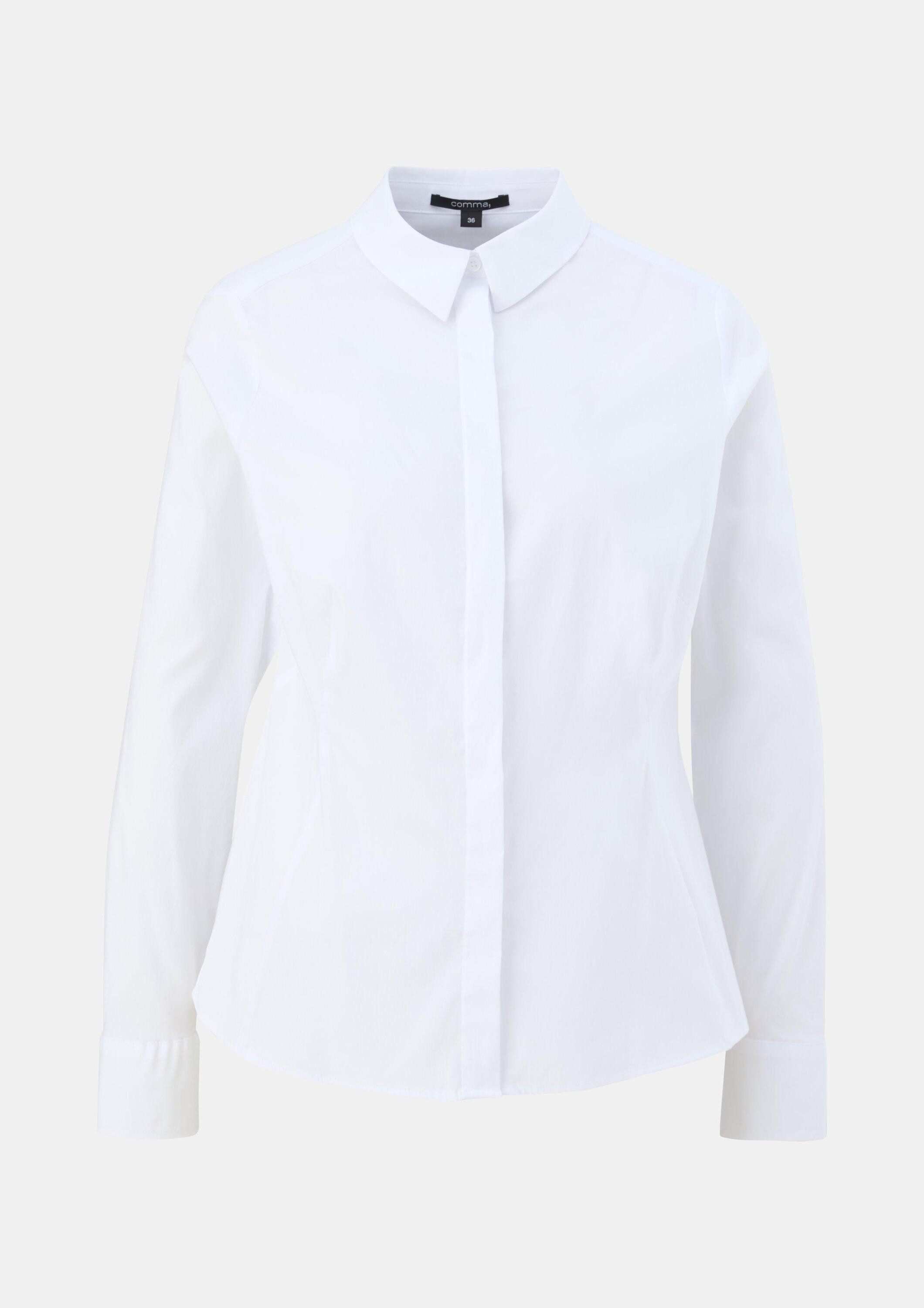 comma Langarmbluse Bluse Bluse aus Baumwollstretch