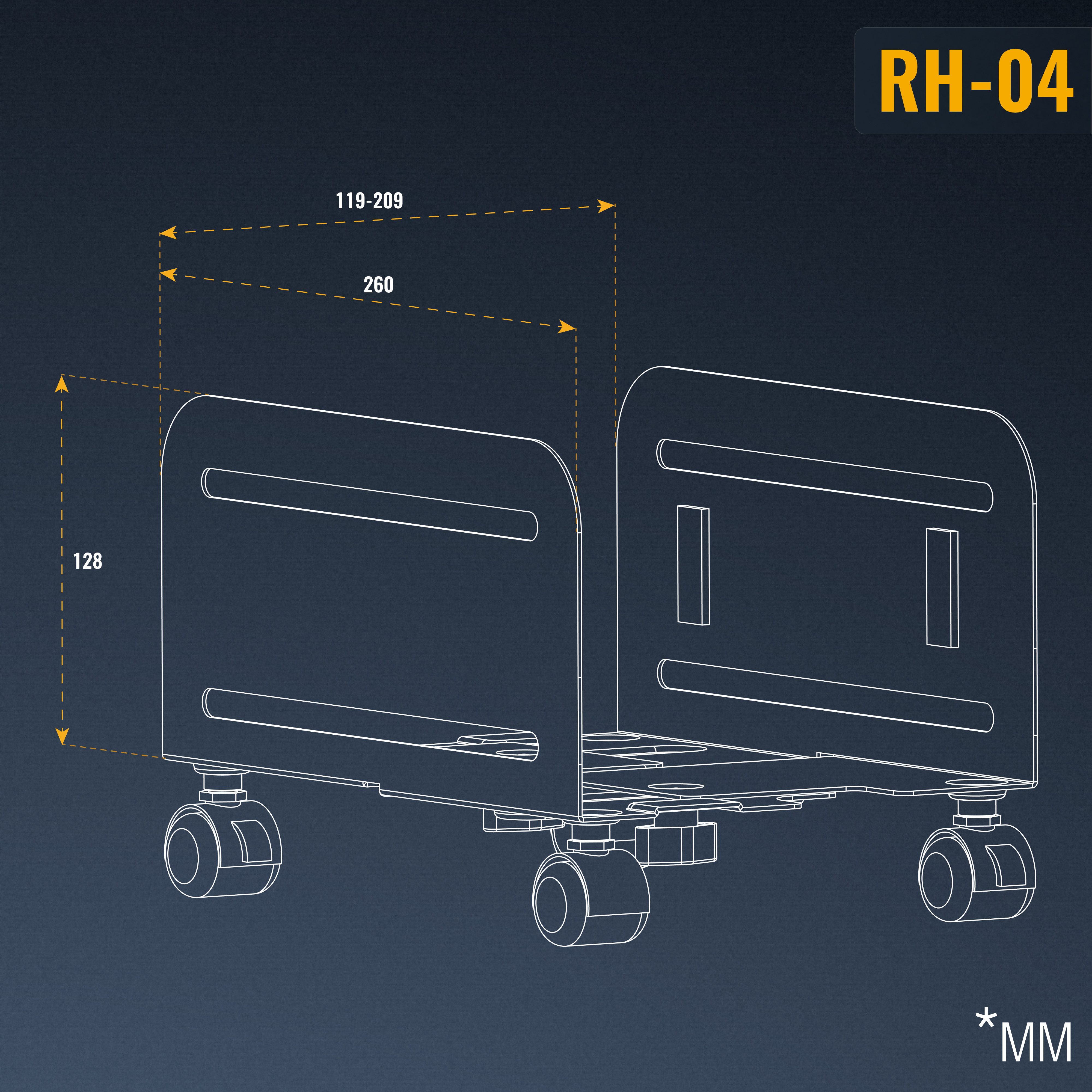 RICOO Halterung Mobile Rechner Halterung mit Rollen RH-04, (1-tlg., PC-Halterung mit Rollen Rechner Regal zum Rollen PC Ständer rollbar)