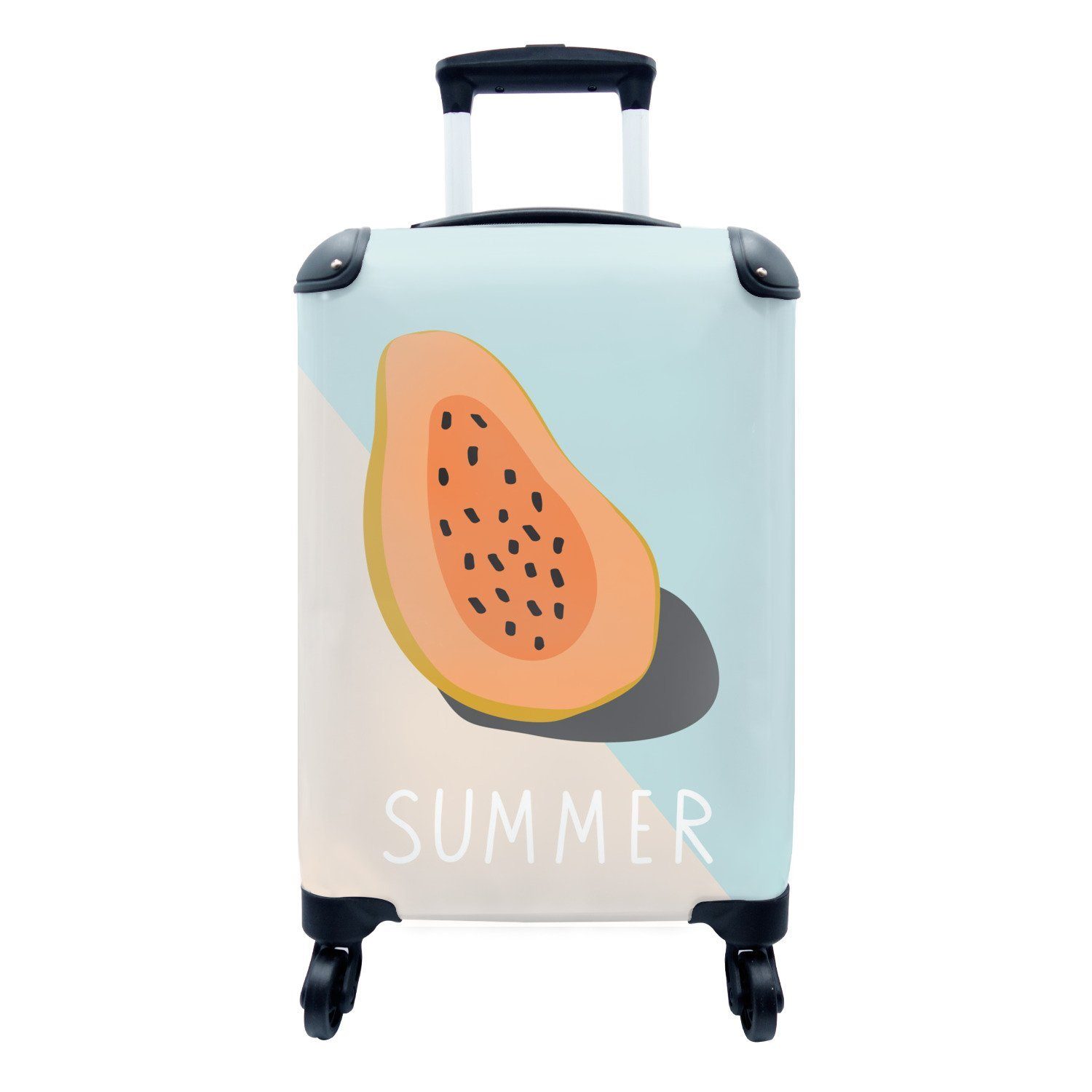 MuchoWow Handgepäckkoffer Obst - Papaya - Pastell, 4 Rollen, Reisetasche mit rollen, Handgepäck für Ferien, Trolley, Reisekoffer | Handgepäck-Koffer