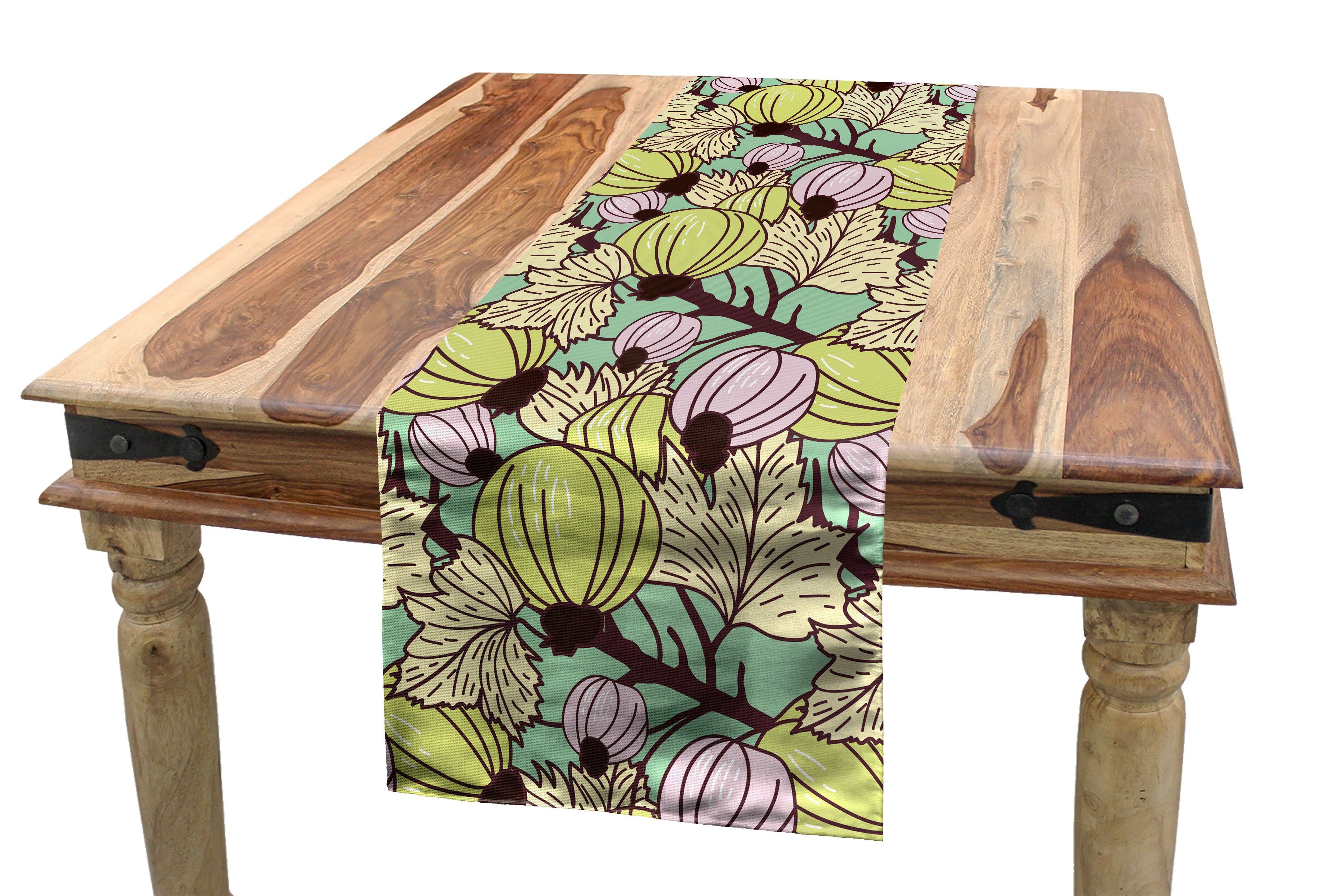 Abakuhaus Tischläufer Esszimmer Küche Rechteckiger Dekorativer Tischläufer, Obst Currant Beeren und Blätter