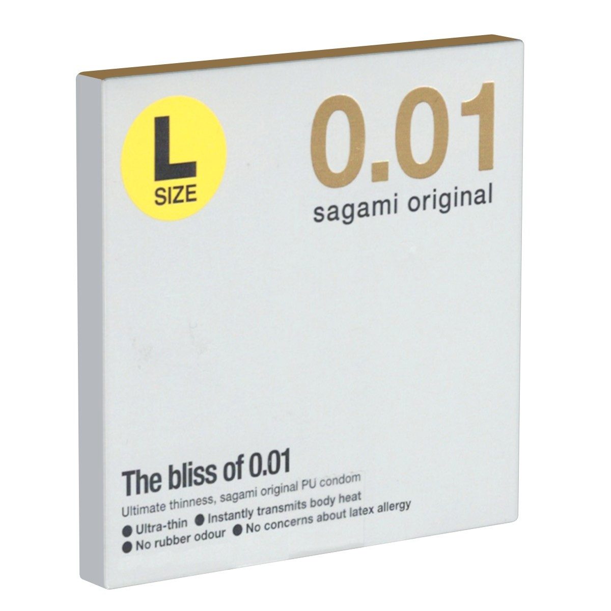 Sagami Kondome Original 0.01 L-Size Packung mit, 1 St., 1 extrem gefühlsechtes und ultradünnes Kondom für Latex-Allergiker