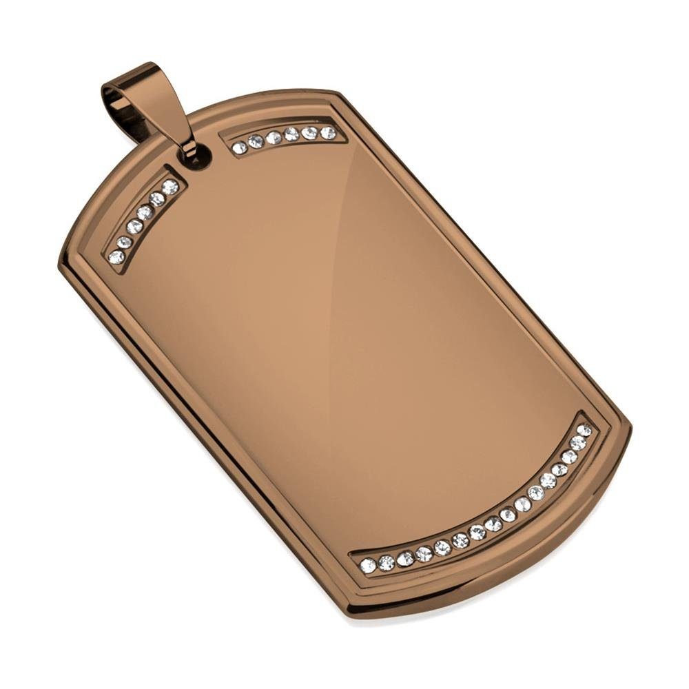 BUNGSA Dog Tag Anhänger Anhänger I Medaillon Dog Tag I bronzefarben mit Kristallen I aus Edels (1-tlg), Pendant Halsketten