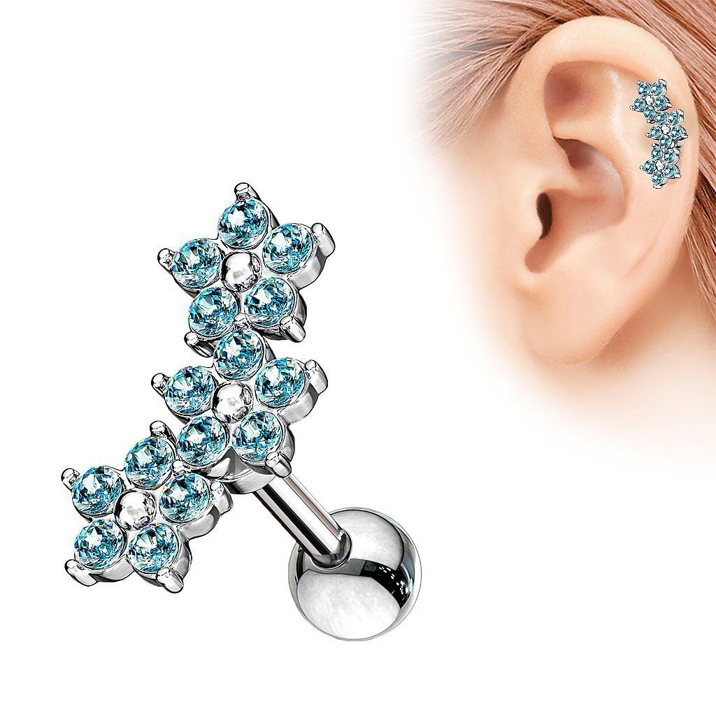 Taffstyle Piercing-Set Helix Tragus Ohr Piercing Stecker mit 3 Kristall Blu günstig online kaufen