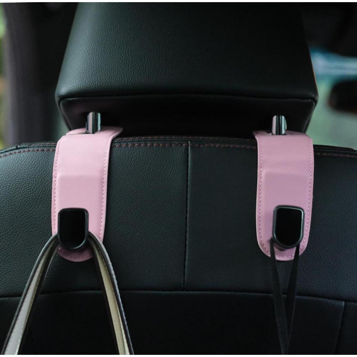 LuxusKollektion Auto-Rückenlehnenschutz Auto Haken Aufbewahrung Organizer Pink in Lederoptik