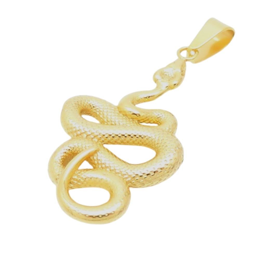 Pendant Unisex Anhänger Gold BUNGSA (1-tlg), Halsketten Kobra Anhänger Schlange Set aus Edelstahl