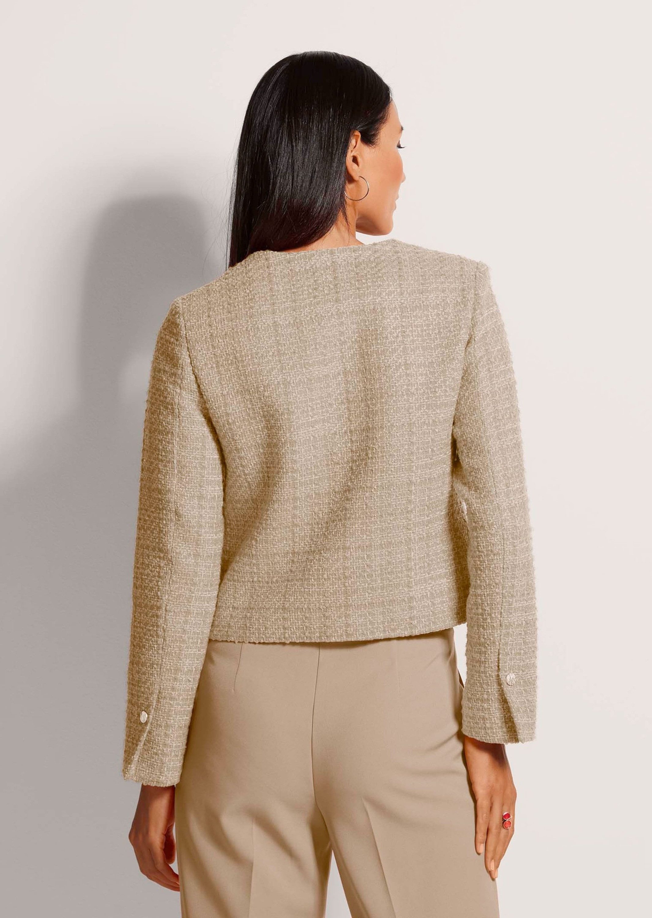 MADELEINE Kurzblazer Eleganter Tweed-Kurzblazer mit Metallknöpfen Businessjacke mit Rundhals, edle Metallknöpfe, im Tweed-Design – Bild 2 von 5