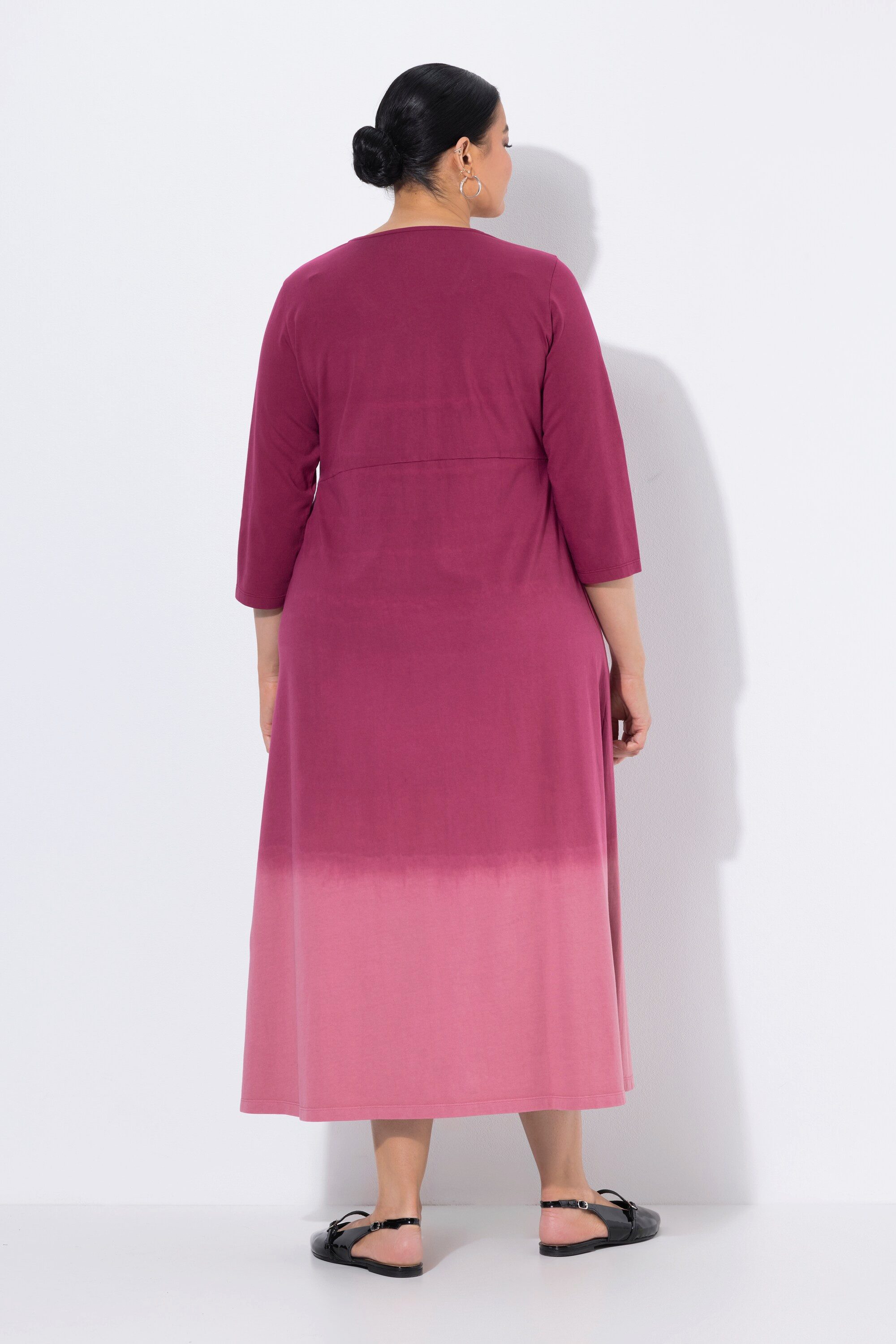Ulla Popken Maxikleid Jerseykleid Batikmuster A-Linie V-Ausschnitt