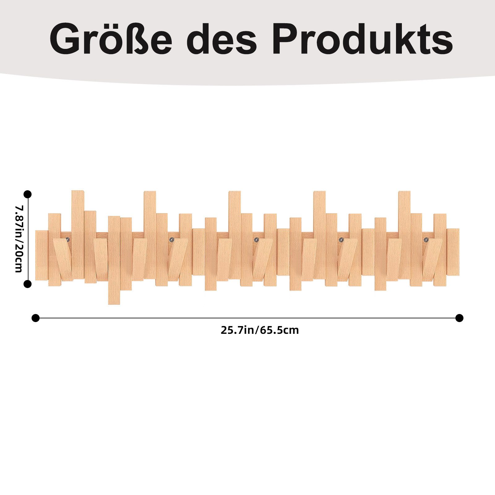TWSOUL Garderobenleiste Massivholz Wandgarderobe mit 10 Haken, platzsparend günstig online kaufen