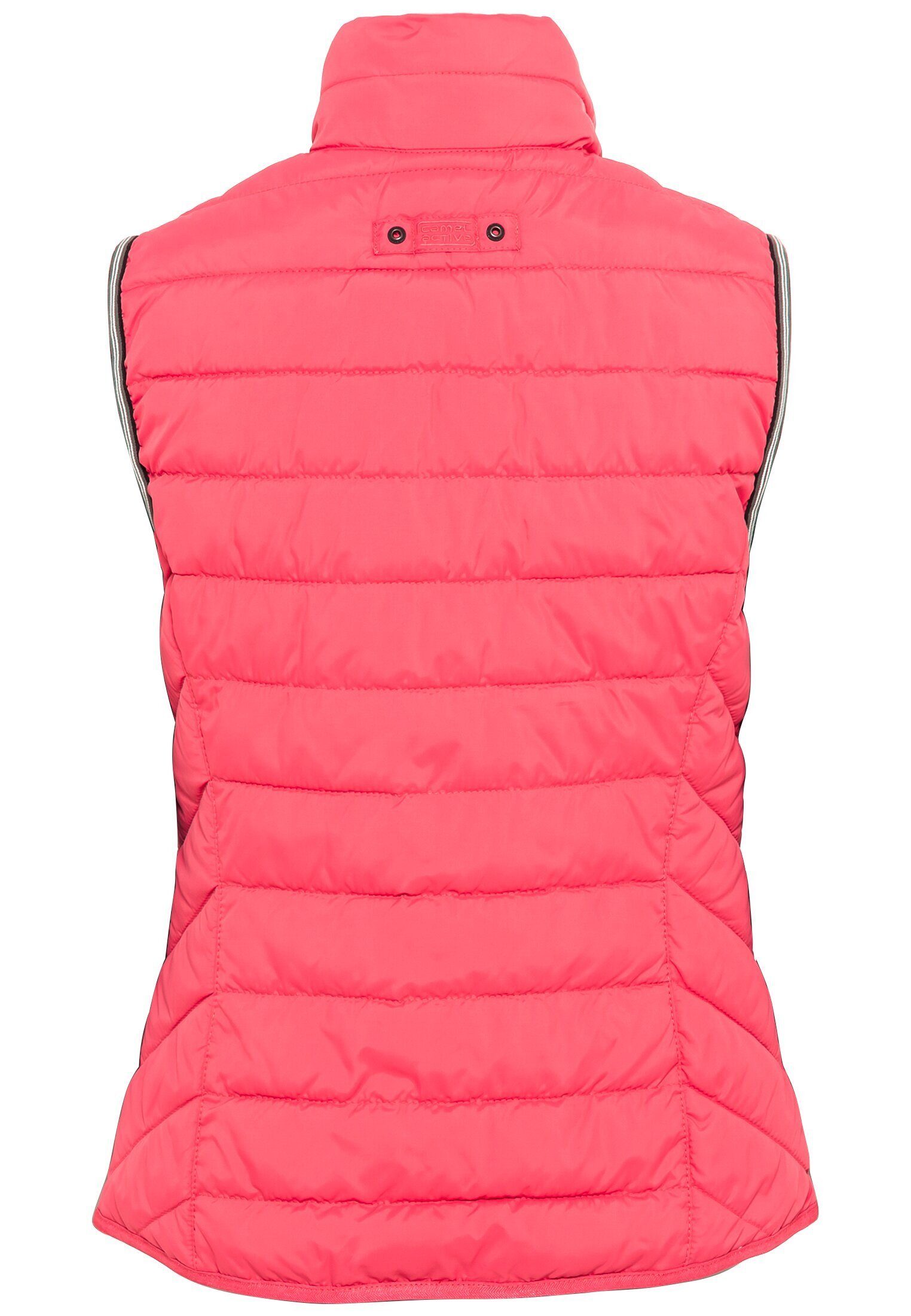 Steppweste Pink mit active Stehkragen aus Polyester camel recyceltem