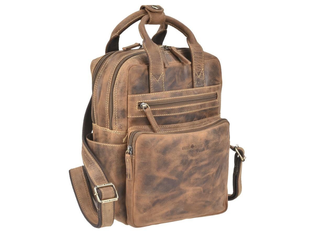 Greenburry Tagesrucksack "Vintage" Leder, Rucksack 27x31cm, kleiner Freizeitrucksack, antik braun