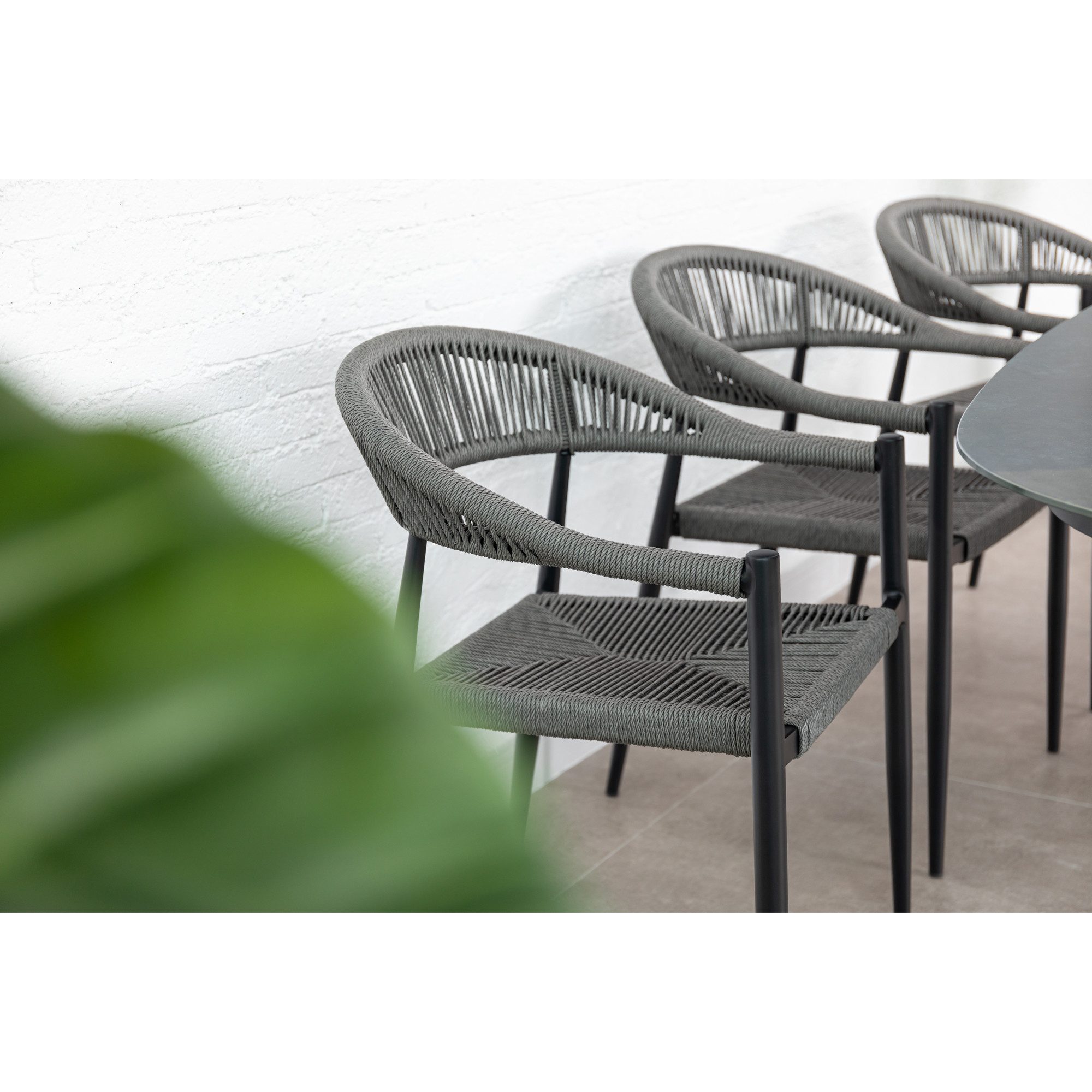MANDALIKA Garden Gartensessel 4er Set Aluminium / Polyrope Cord Dining Stapelsessel Luis