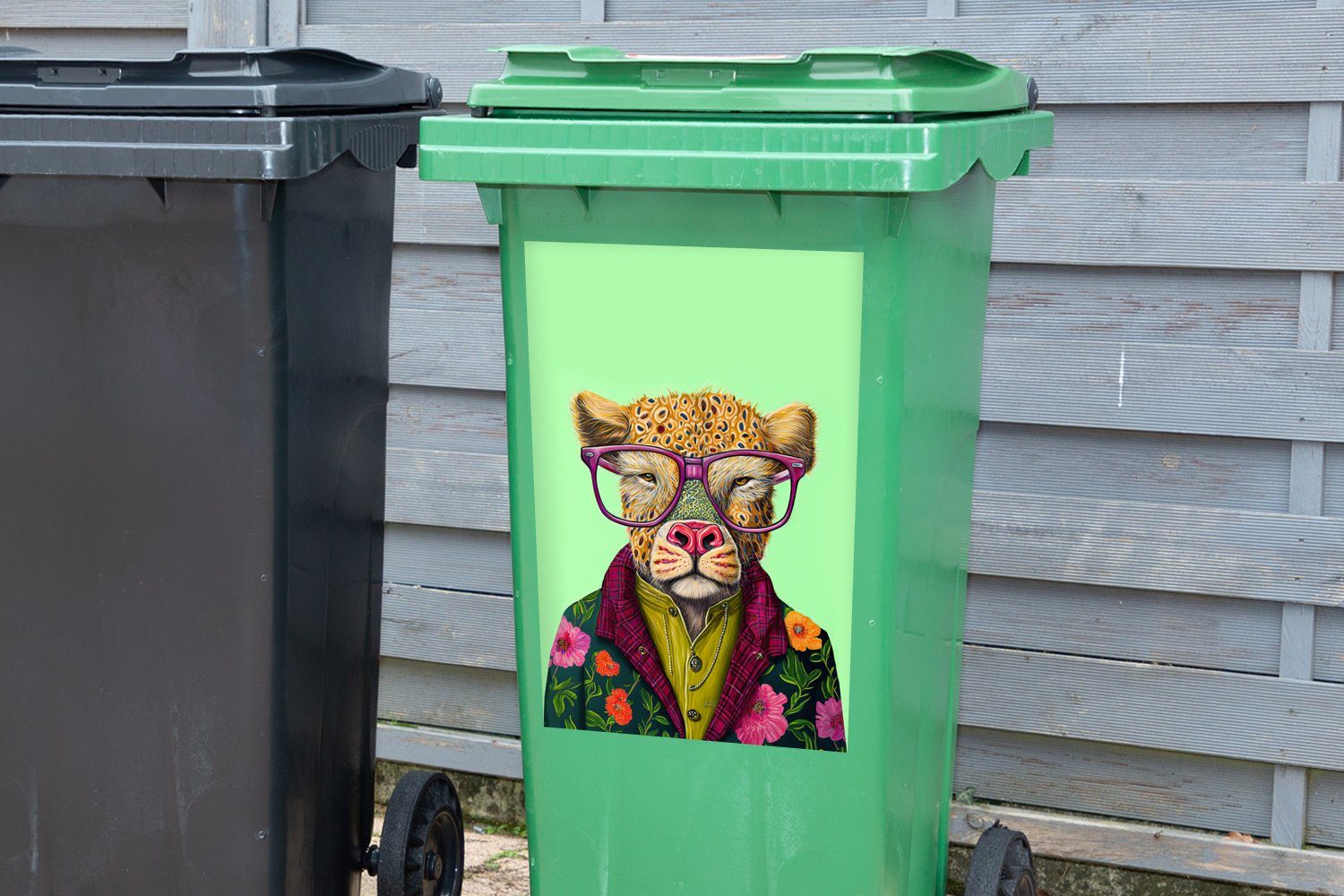 MuchoWow Wandsticker Sticker, Brille Hund Tiere Mülleimer-aufkleber, Mülltonne, - - Design St), - (1 Container, Abfalbehälter