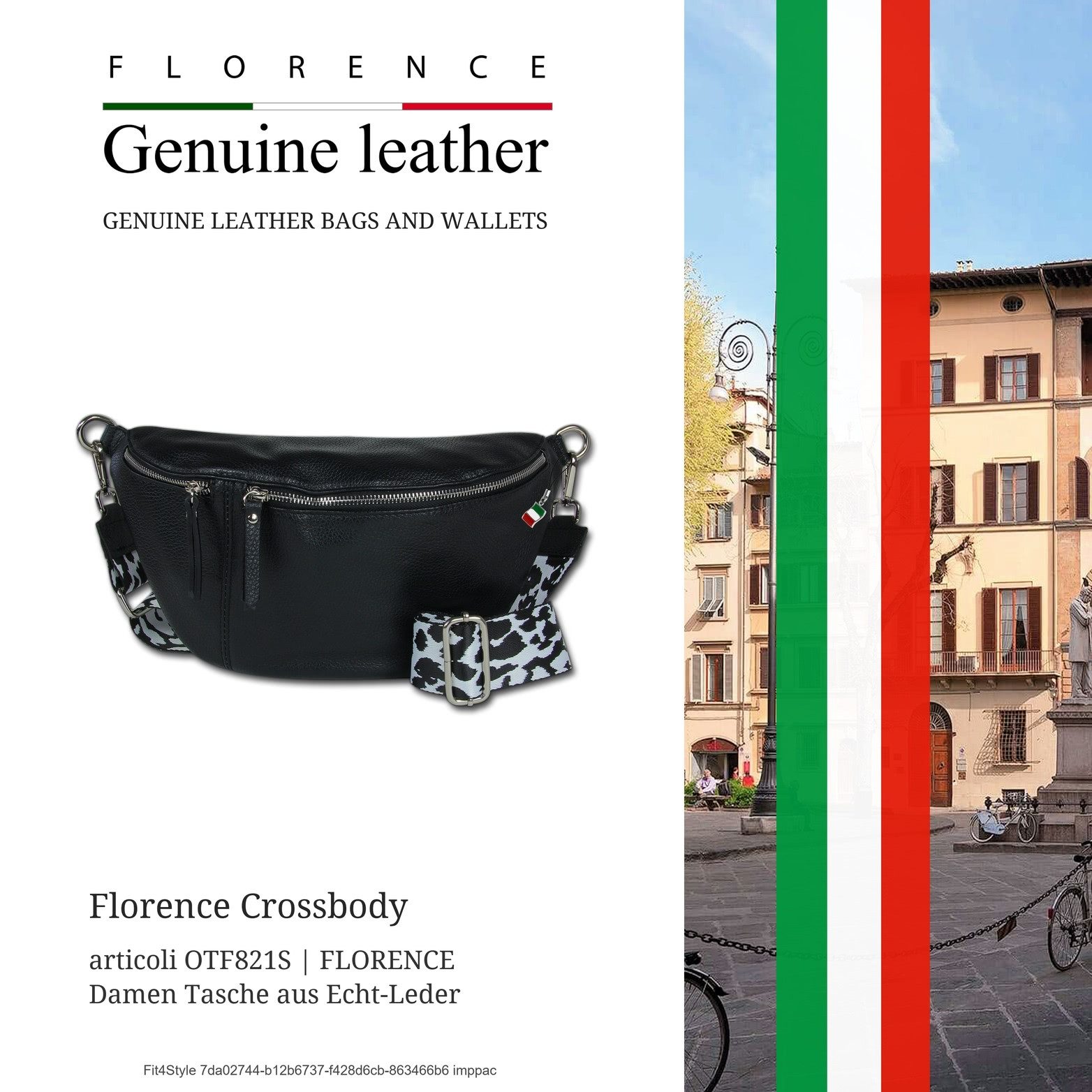 FLORENCE Gürteltasche Florence Echtleder Gürteltasche extra (Gürteltasche, Gürteltasche), Damen Tasche Echtes Leder schwarz, Made-In Italy