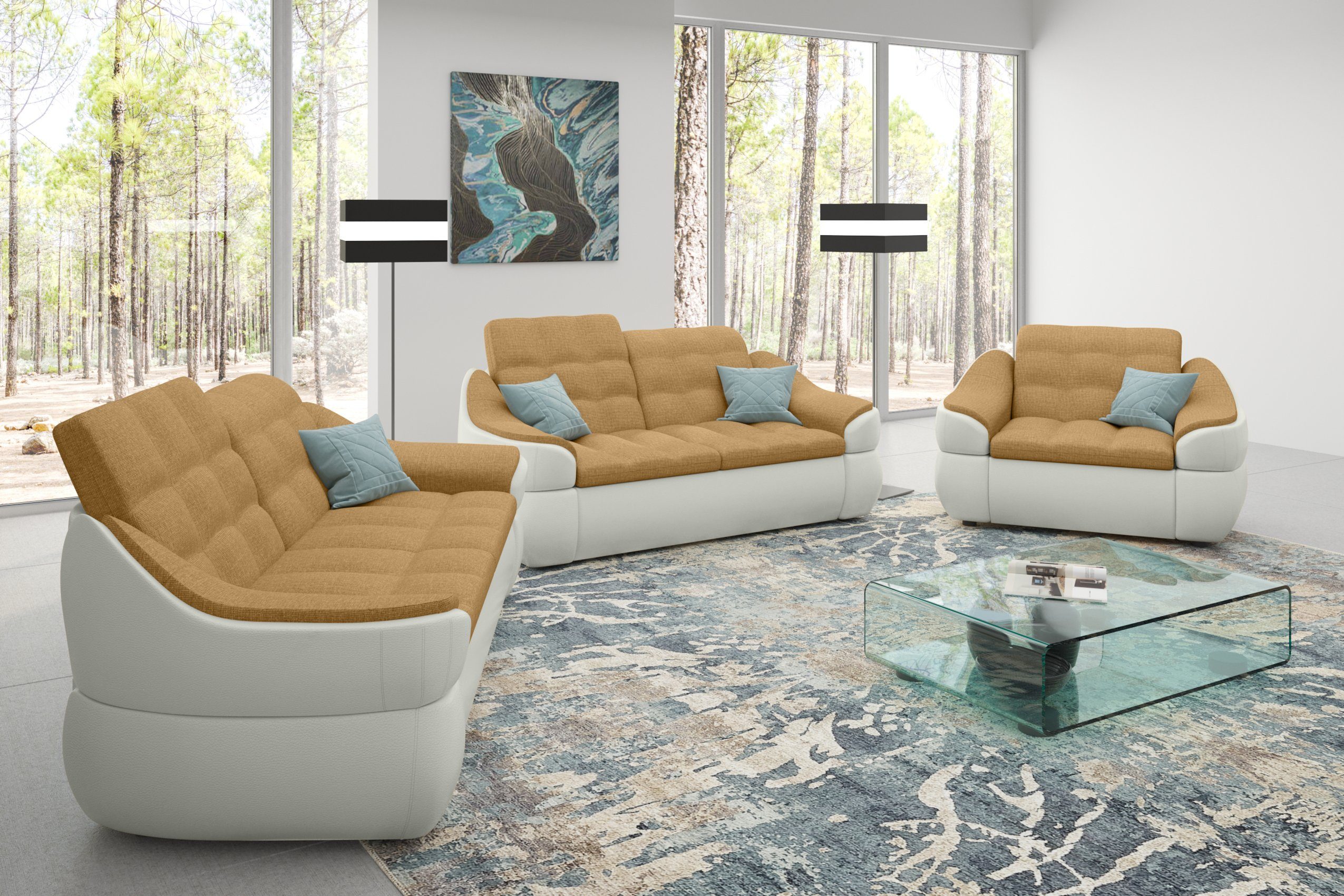 Modern Design, 2,5-Sitzer Alisa, 2-Sitzer Sessel, Europa in Stylefy und Sofa (Set bestehend (3-tlg), Polstergarnitur aus Sofa, made