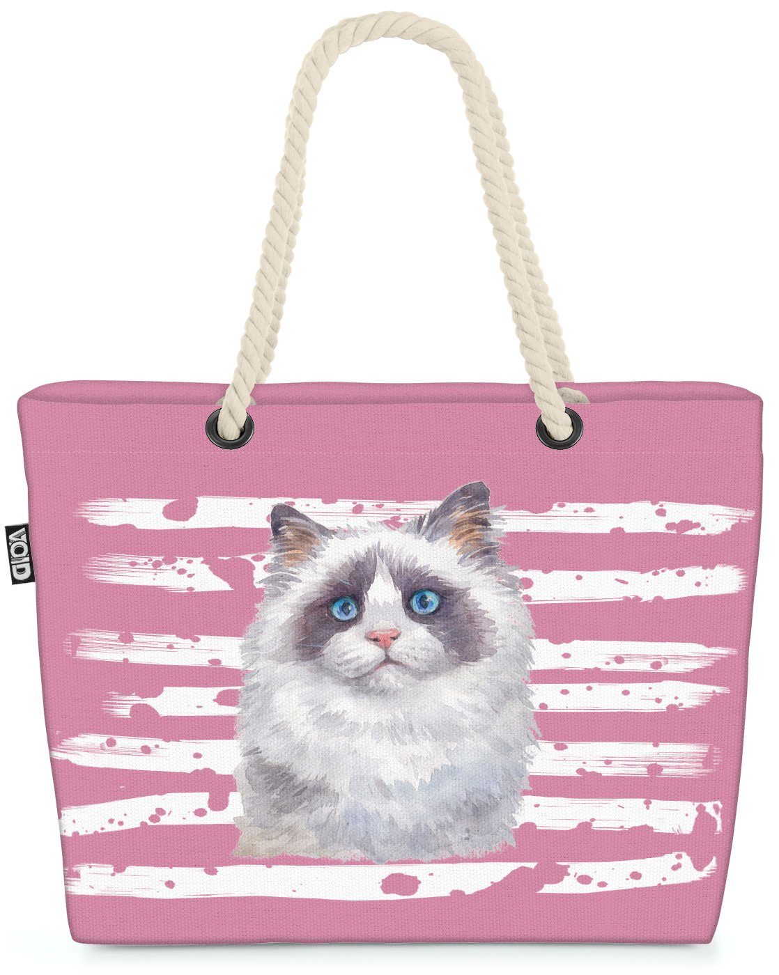 VOID Strandtasche Katze Haustier rosa Cat Siam (1-tlg), Hauskatze Tier