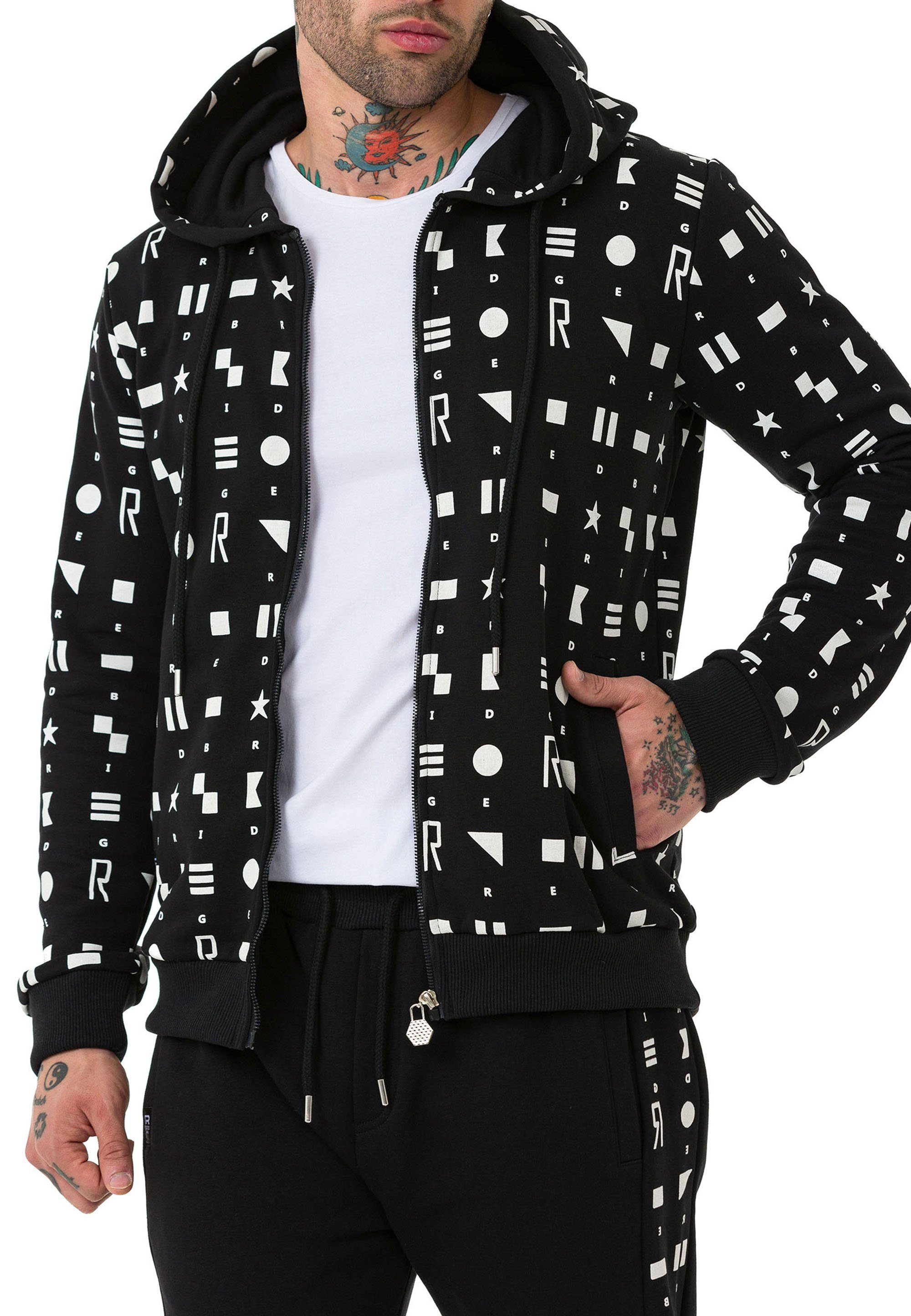 Kapuzensweatjacke Sweater mit Kapuze Geometric Shapes