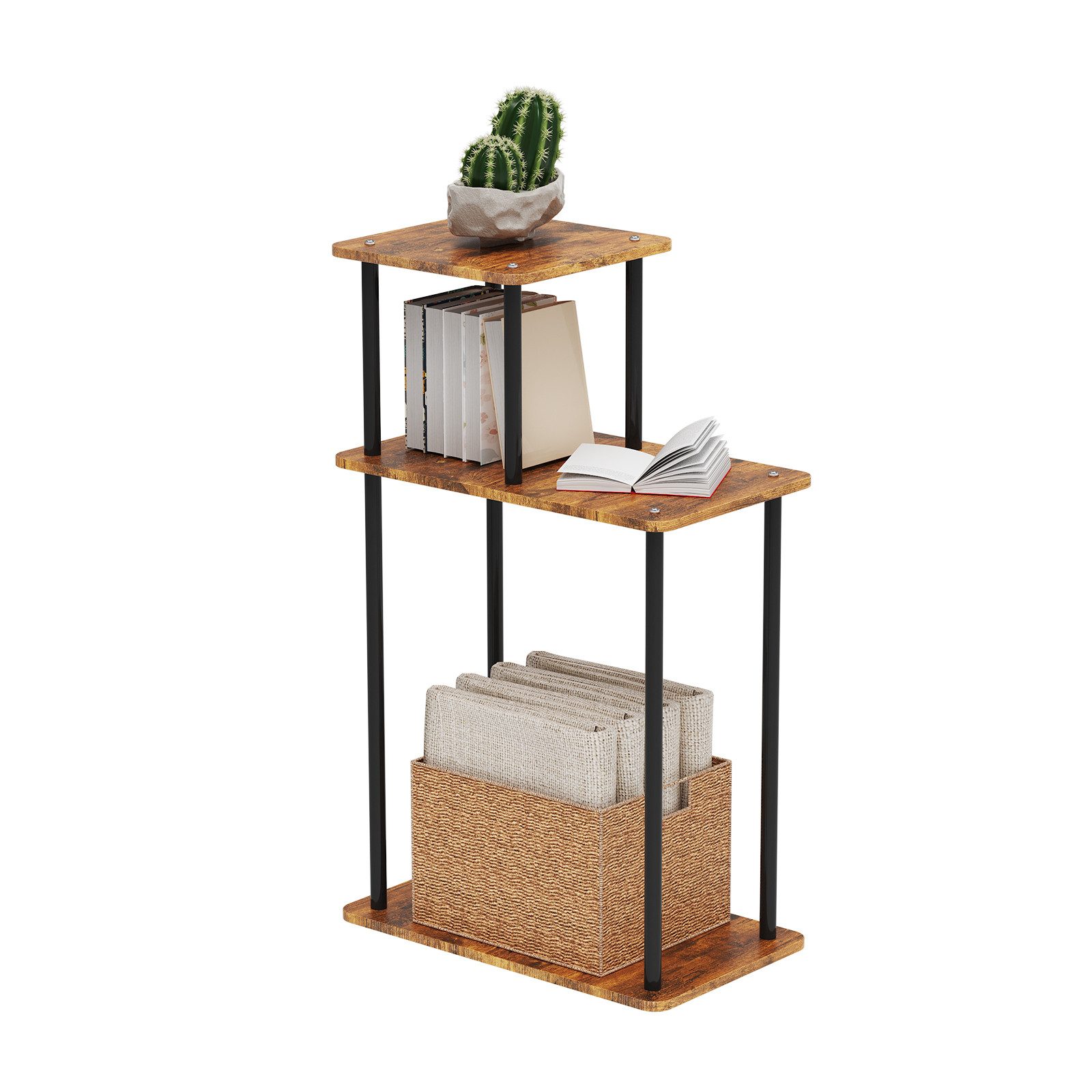JEOBEST Eckregal Leiterregal, Bücherregal, Aufbewahrungsregal, Metallrahmen, Industrial-Design, für Wohnzimmer, Home Office, Schlafzimmer