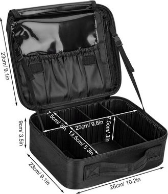 Cbei Kosmetiktasche Portable Make Up Tasche mit Einstellbarem Teiler (Professionelle MakeUp Organizer Schmink Aufbewahrung mit Einstellbaren Teiler, 1-tlg., Kosmetische Box Wasserdicht Schminktasche 26x23x10CM)