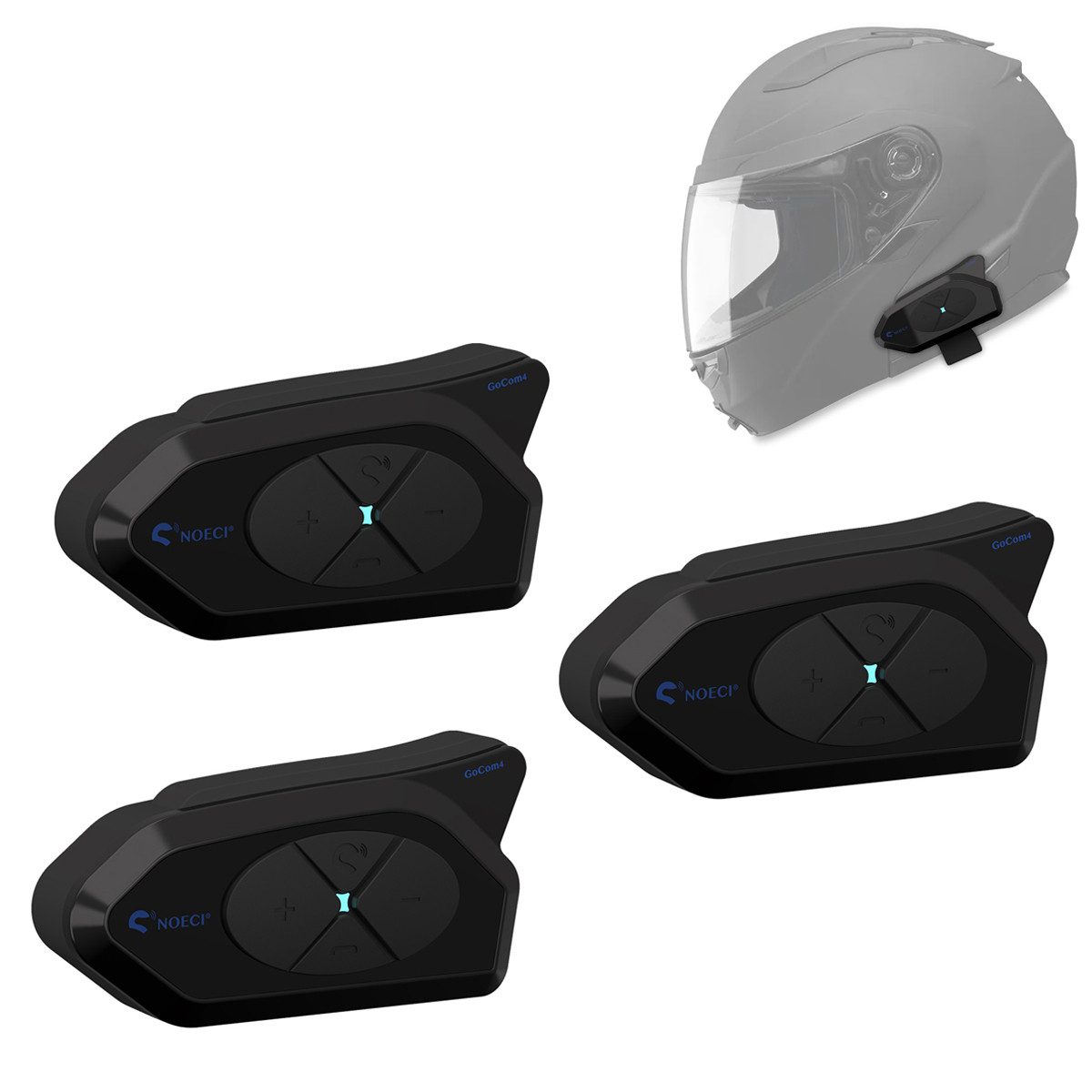 Funkgerät Set 3x Intercom Motorrad Bluetooth Kommunikationssystem GoCom4 IP65