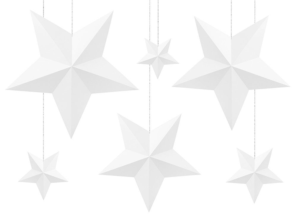 12 Konfetti - Weiß 6 Sterne partydeco Papier, 37 cm aus